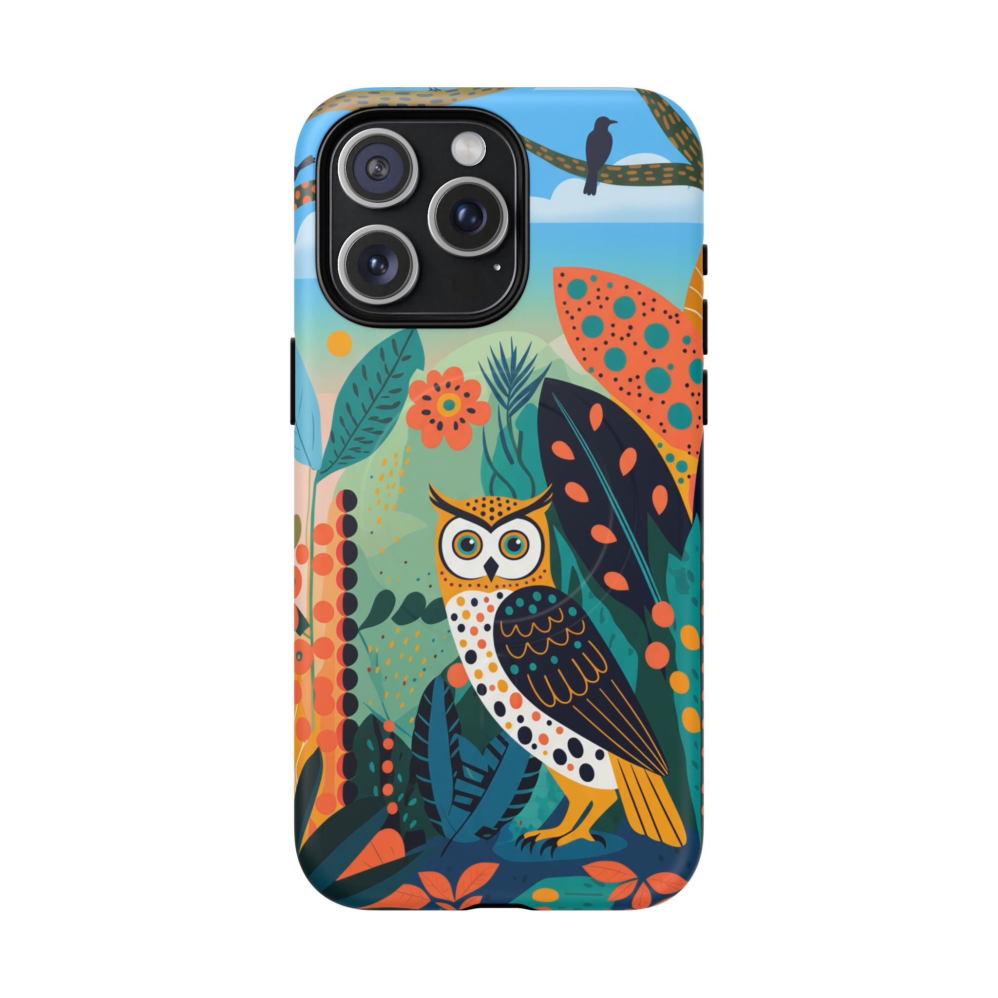 Botanical Forest Colourful Owl MagSafe iPhone Case