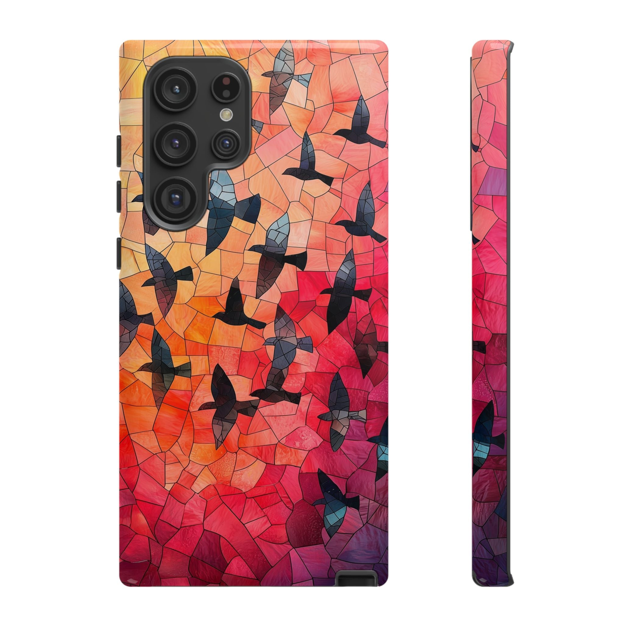Stained Glass Mosaic Sunset Birds Samsung Galaxy Case