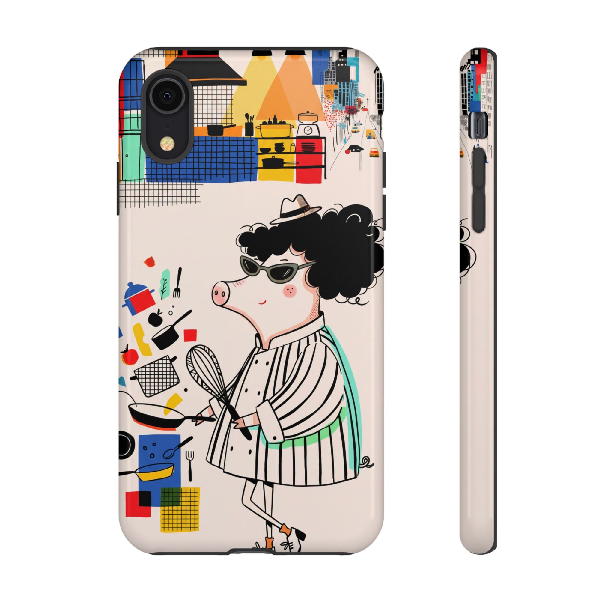Cute Chef Pig iPhone Case | Quirky Cartoon Kitchen Art Tough Case
