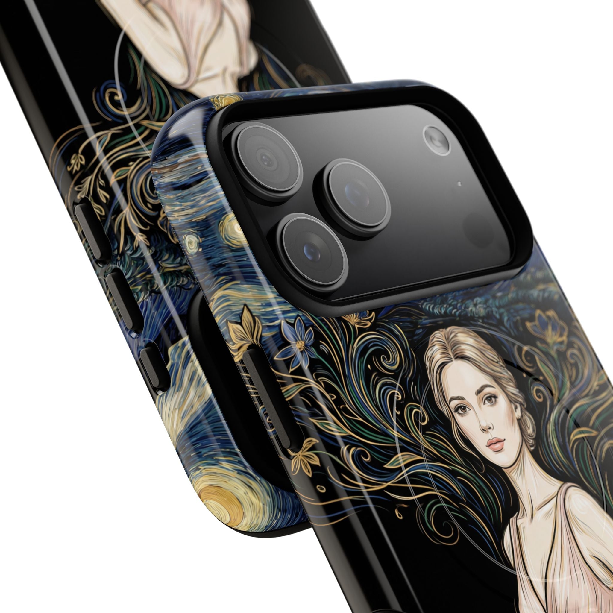 Art Nouveau Starry Night MagSafe iPhone Case | Elegant Woman Illustration Tough Case