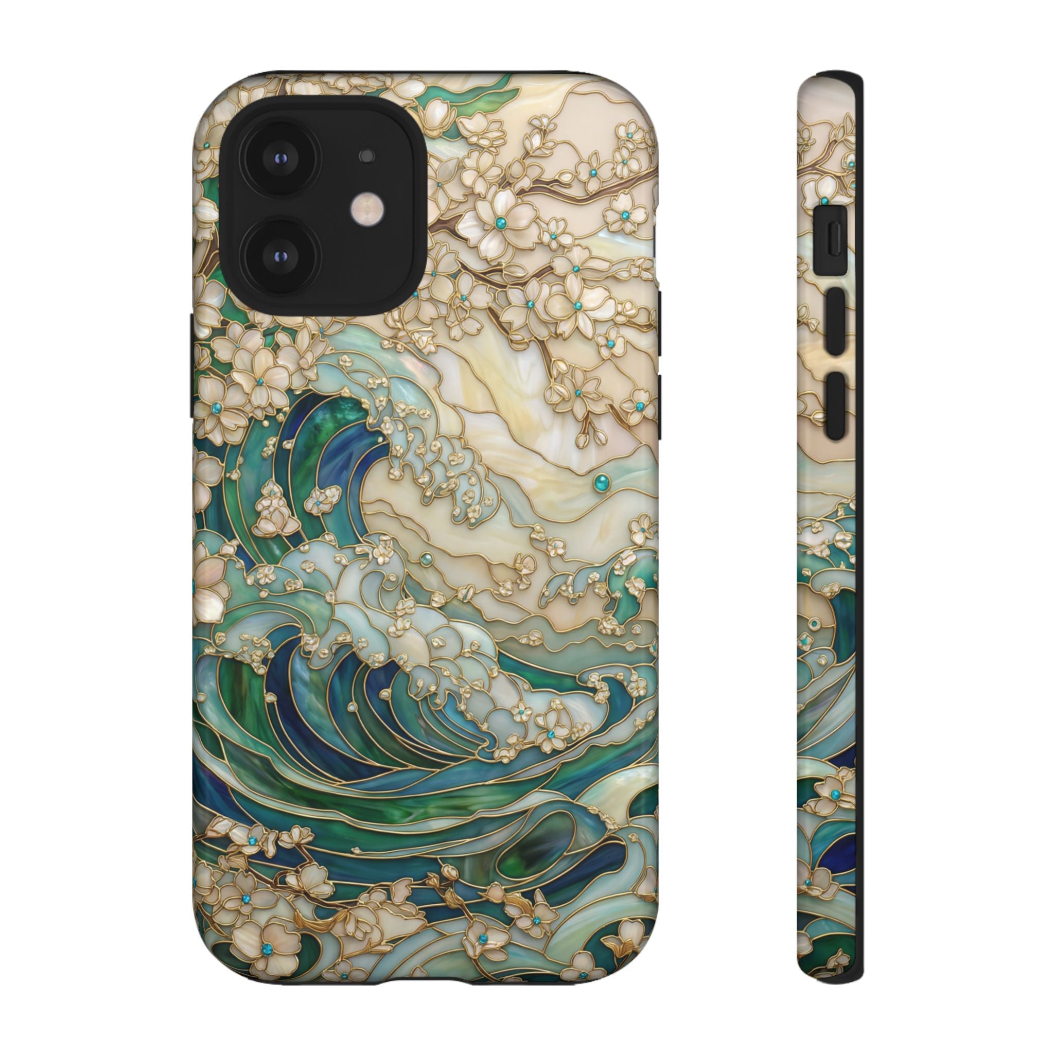 Elegant Ocean Wave Floral Art iPhone Case
