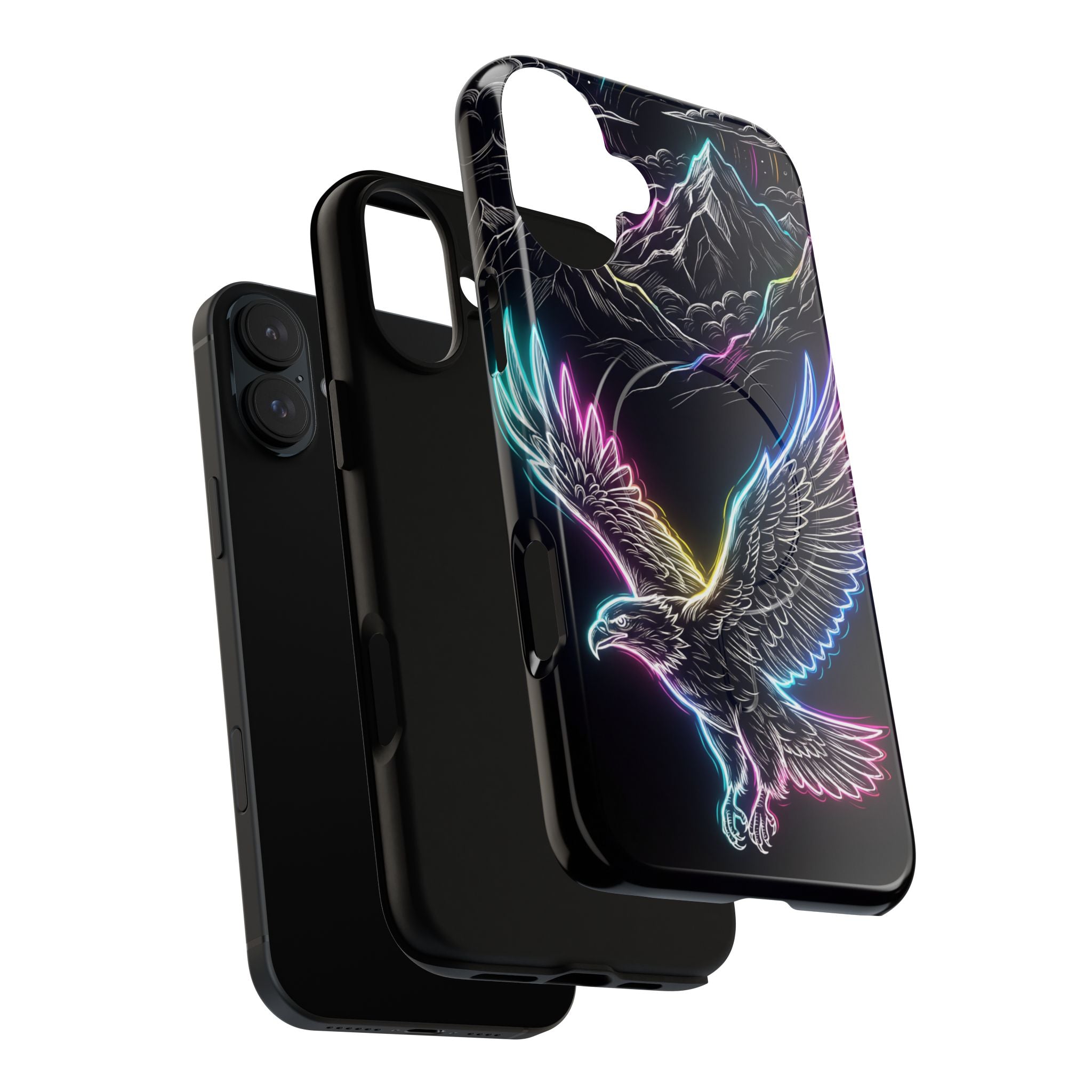 Neon Eagle MagSafe iPhone Case with Mountain Design
