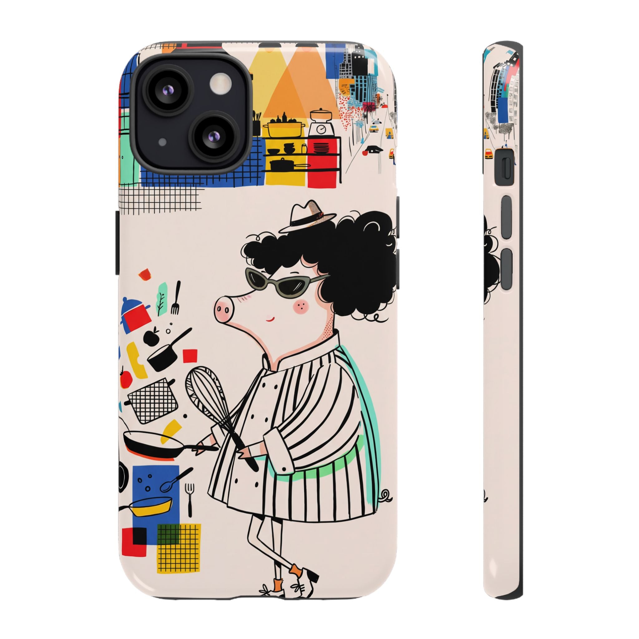 Cute Chef Pig iPhone Case | Quirky Cartoon Kitchen Art Tough Case