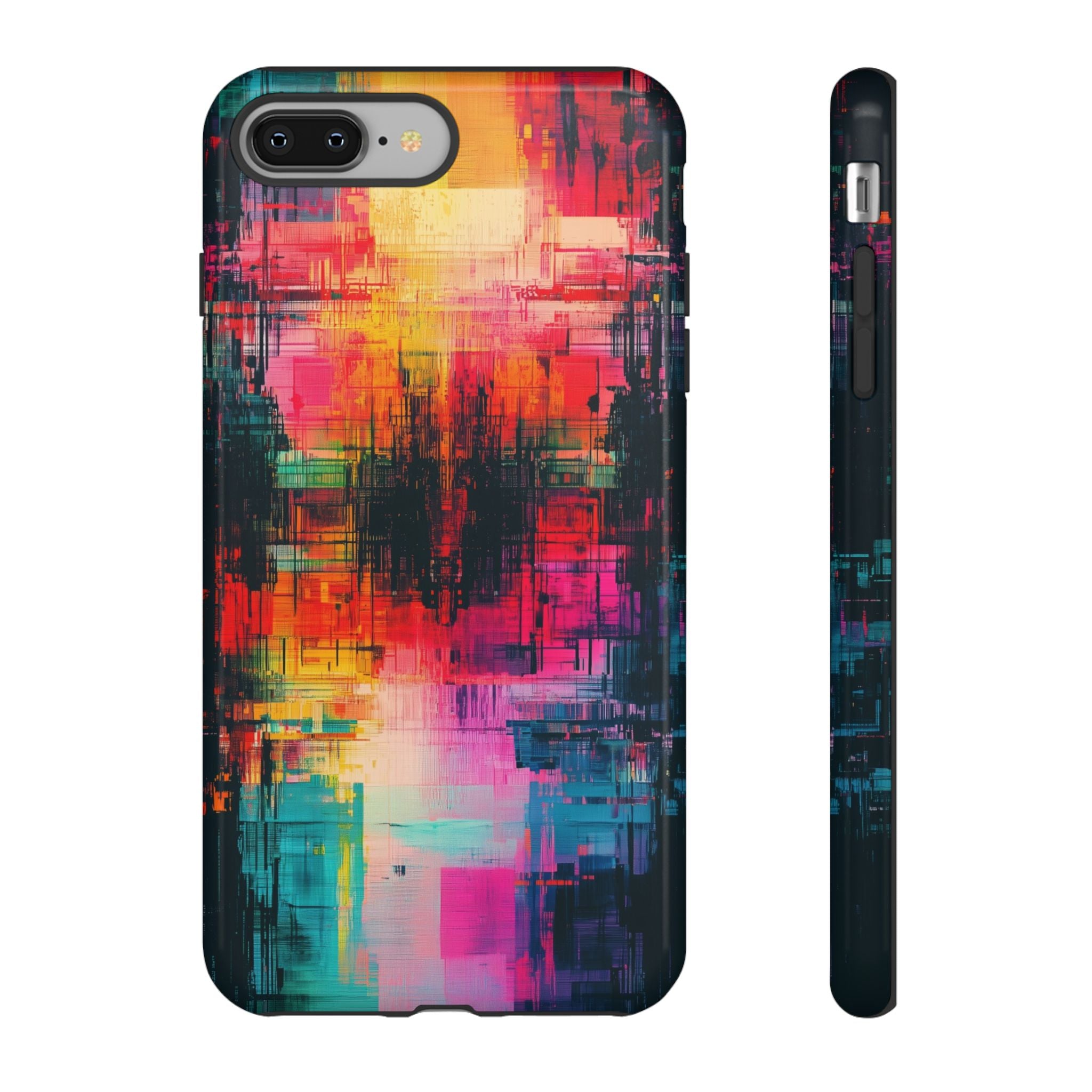 Abstract Neon Glitch Art Tough iPhone Case
