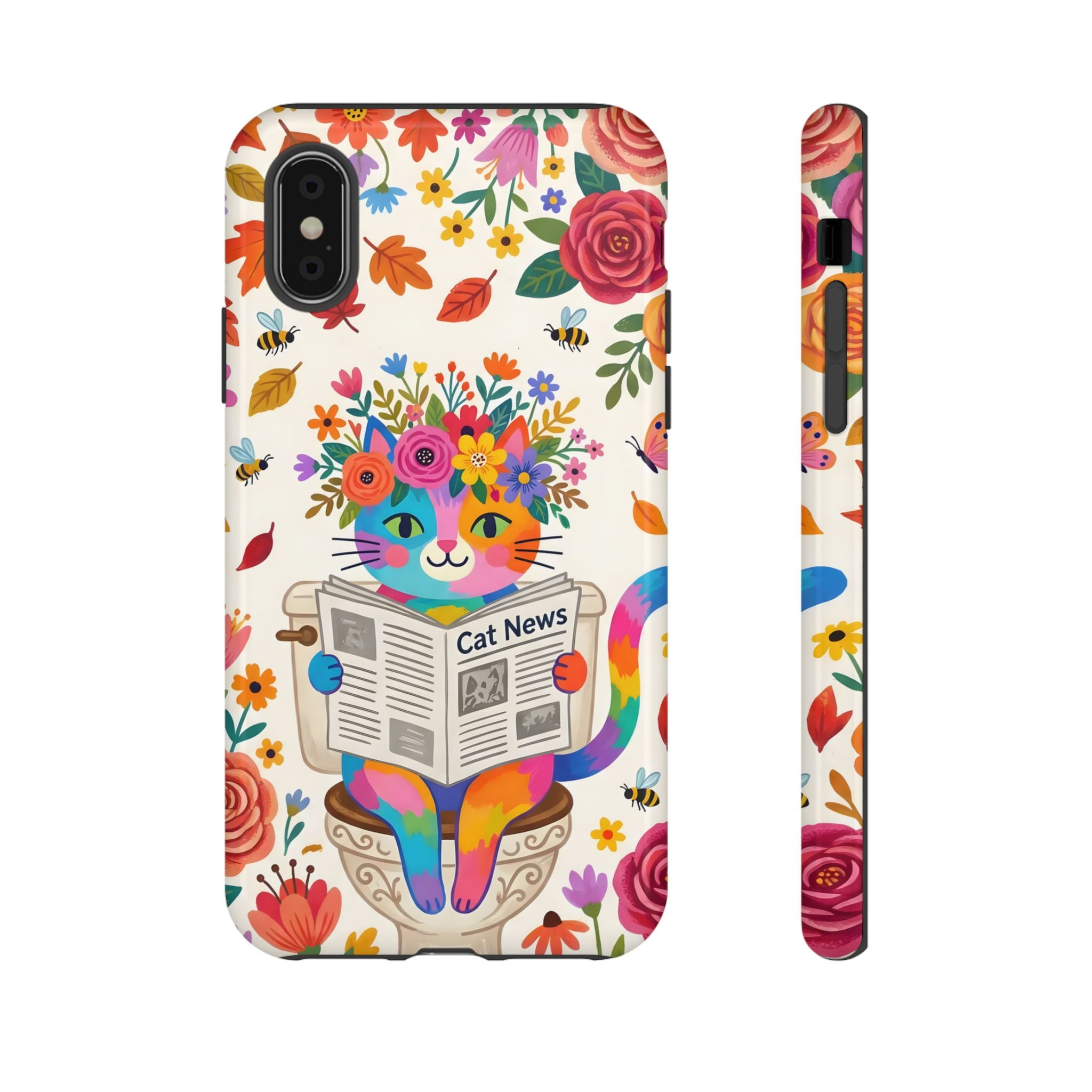 Floral Rainbow Cat iPhone Case | Cat News Design