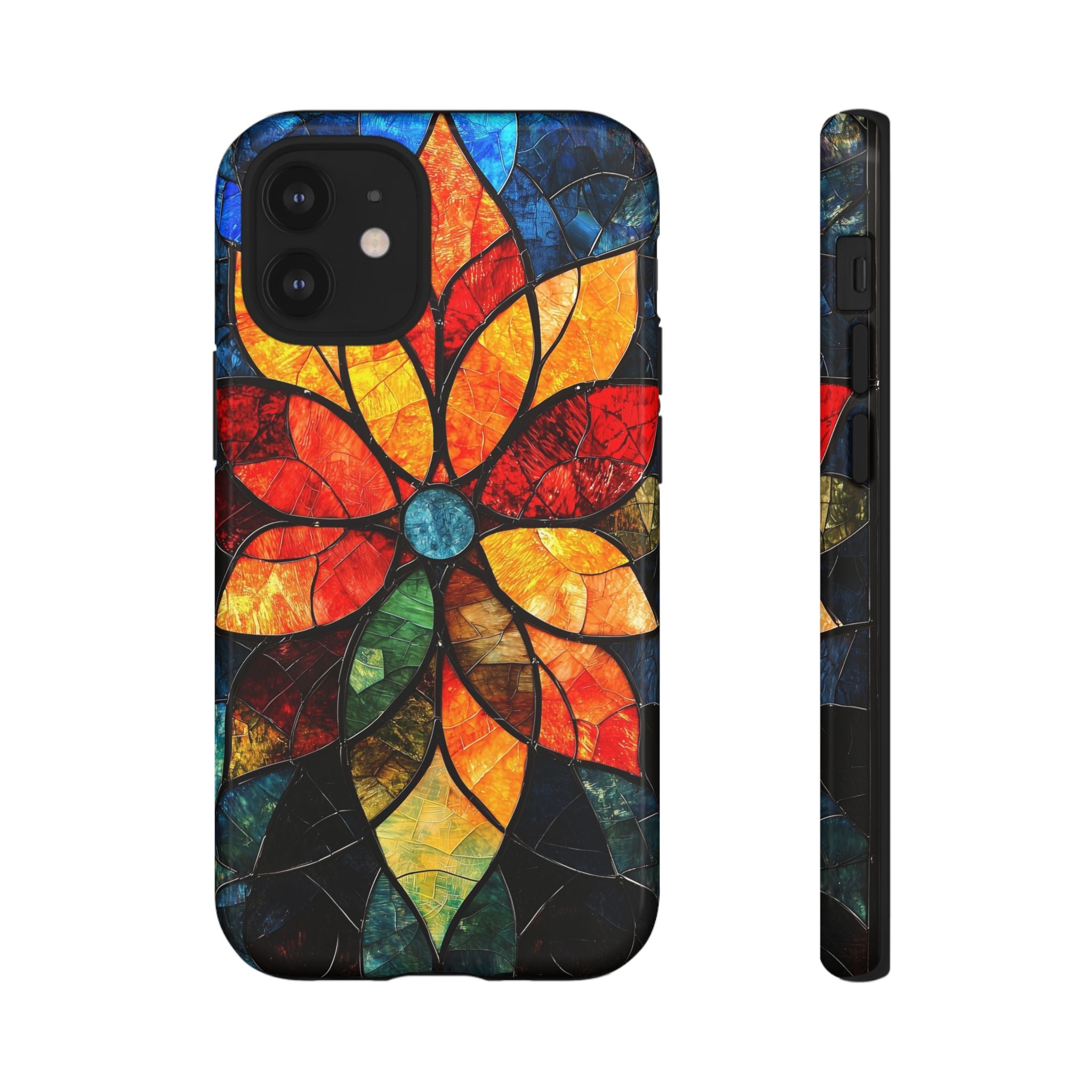 Stained Glass Flower iPhone Case — Colorful Mosaic Protective Cover