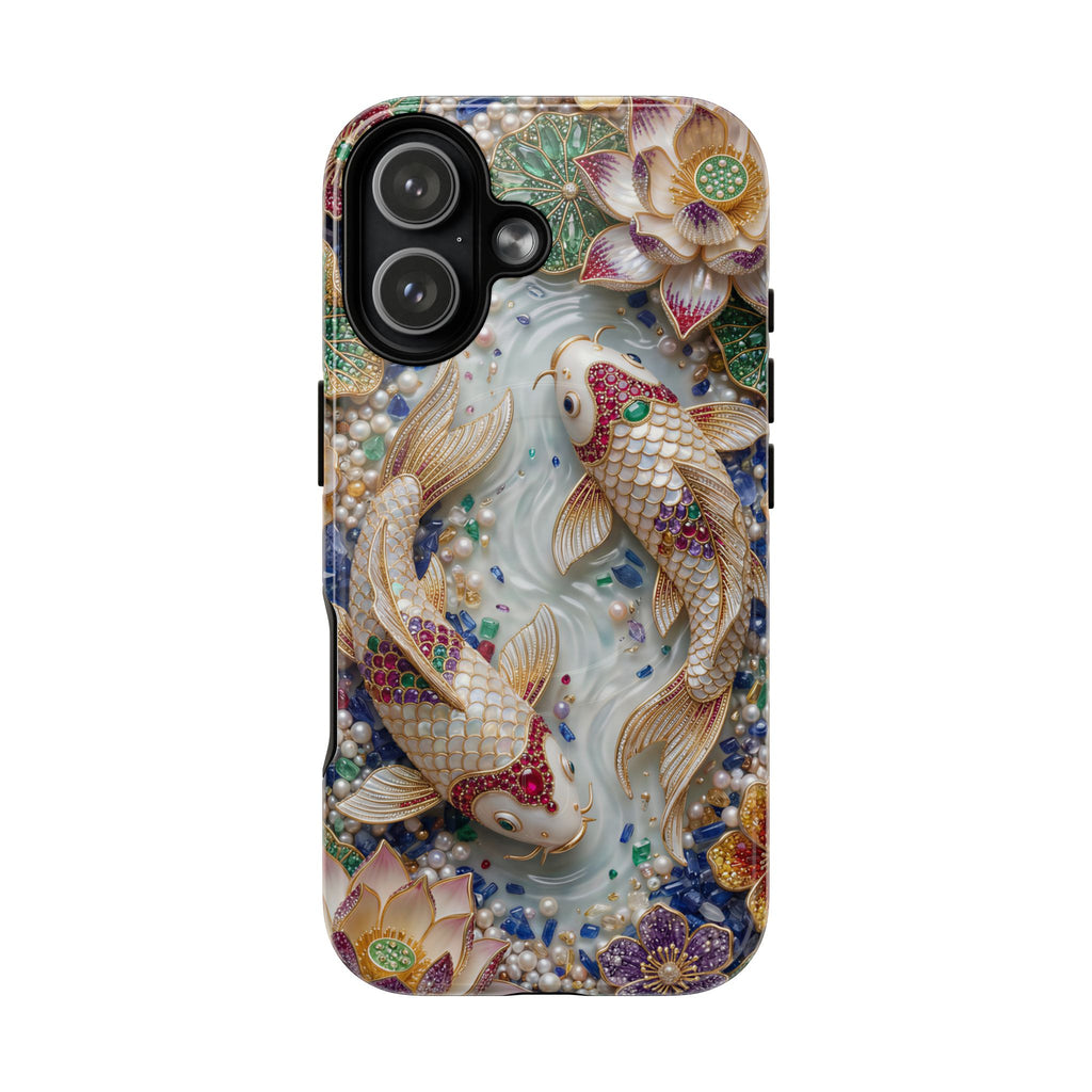 Koi Pond Tough MagSafe iPhone Case | Ornamental Lotus & Koi Fish Protective Cover