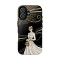 Elegant Woman Illustration MagSafe iPhone Case | Vintage Bride in Flowing Gown