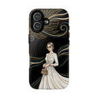 Elegant Woman Illustration MagSafe iPhone Case | Vintage Bride in Flowing Gown