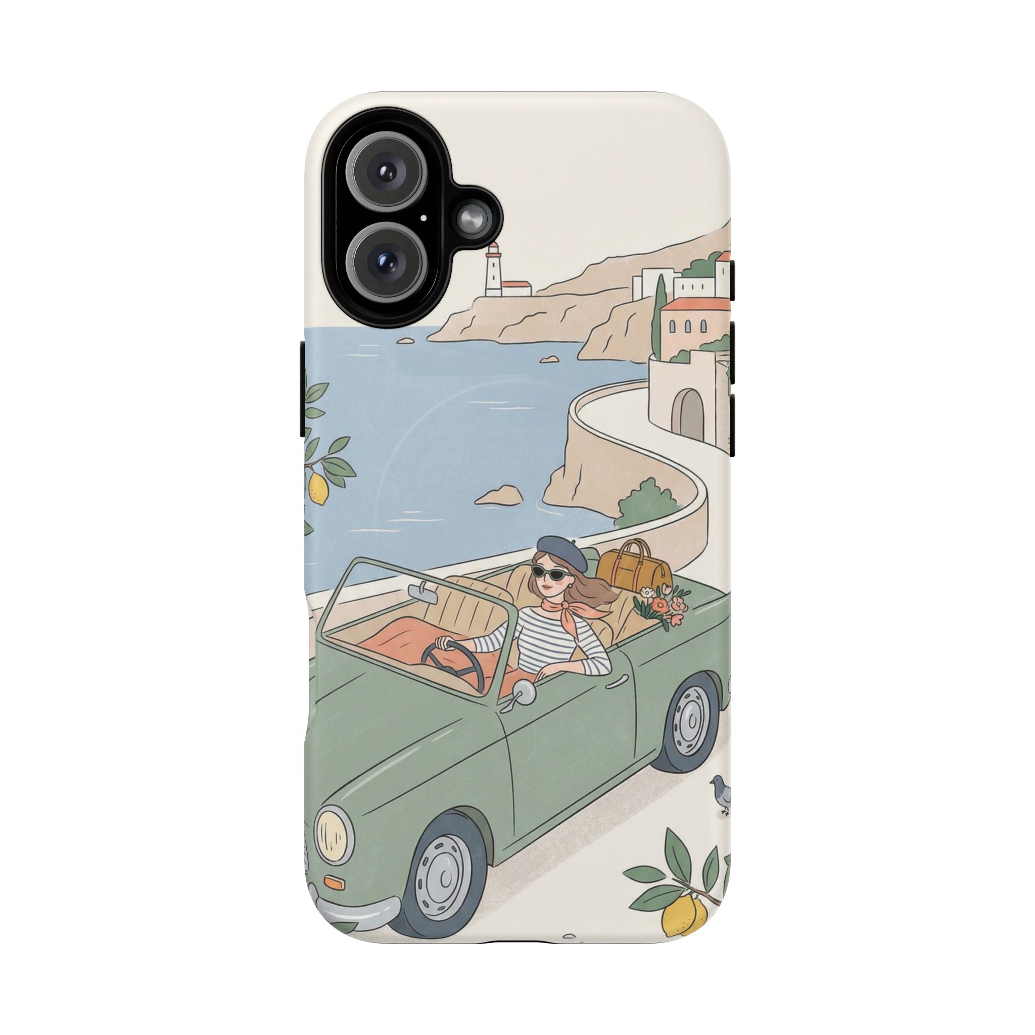 Retro Coastal Road Trip Design MagSafe iPhone Case