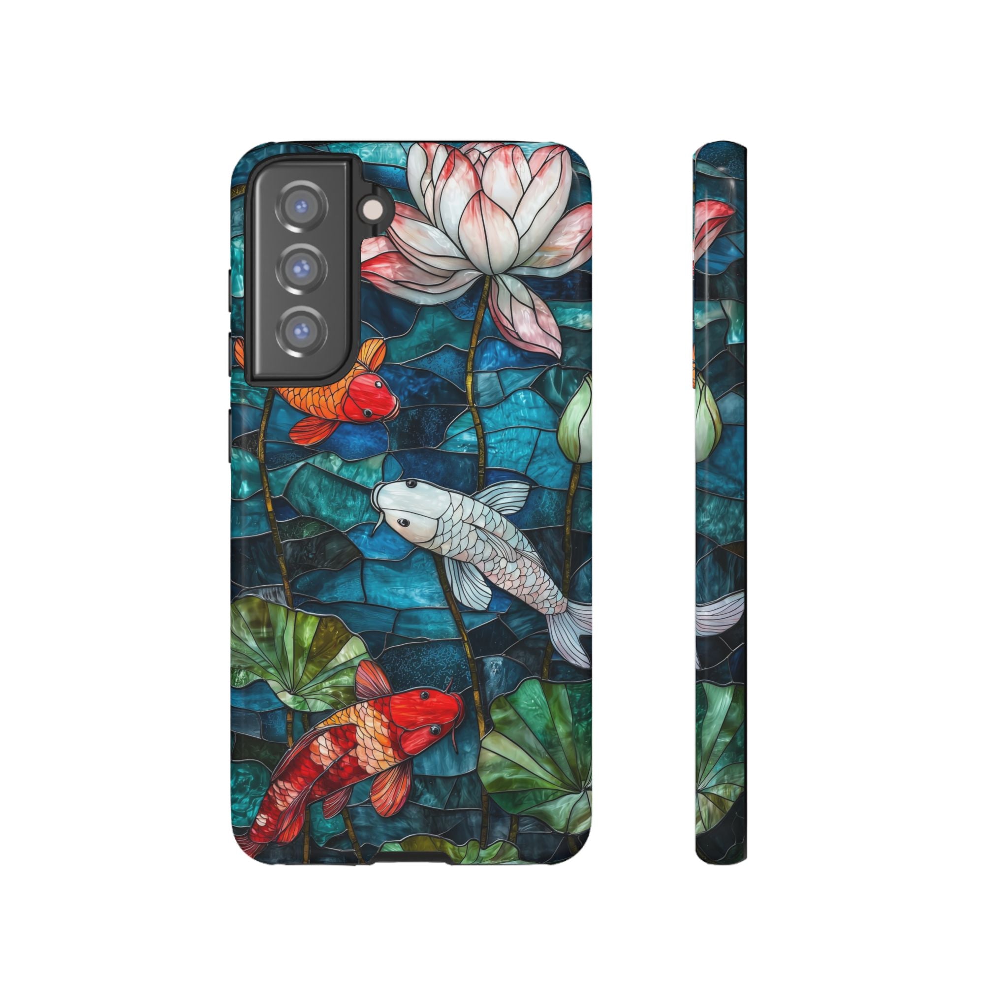 Koi Pond Tough Samsung Galaxy Case — Stained Glass Lotus & Koi Design