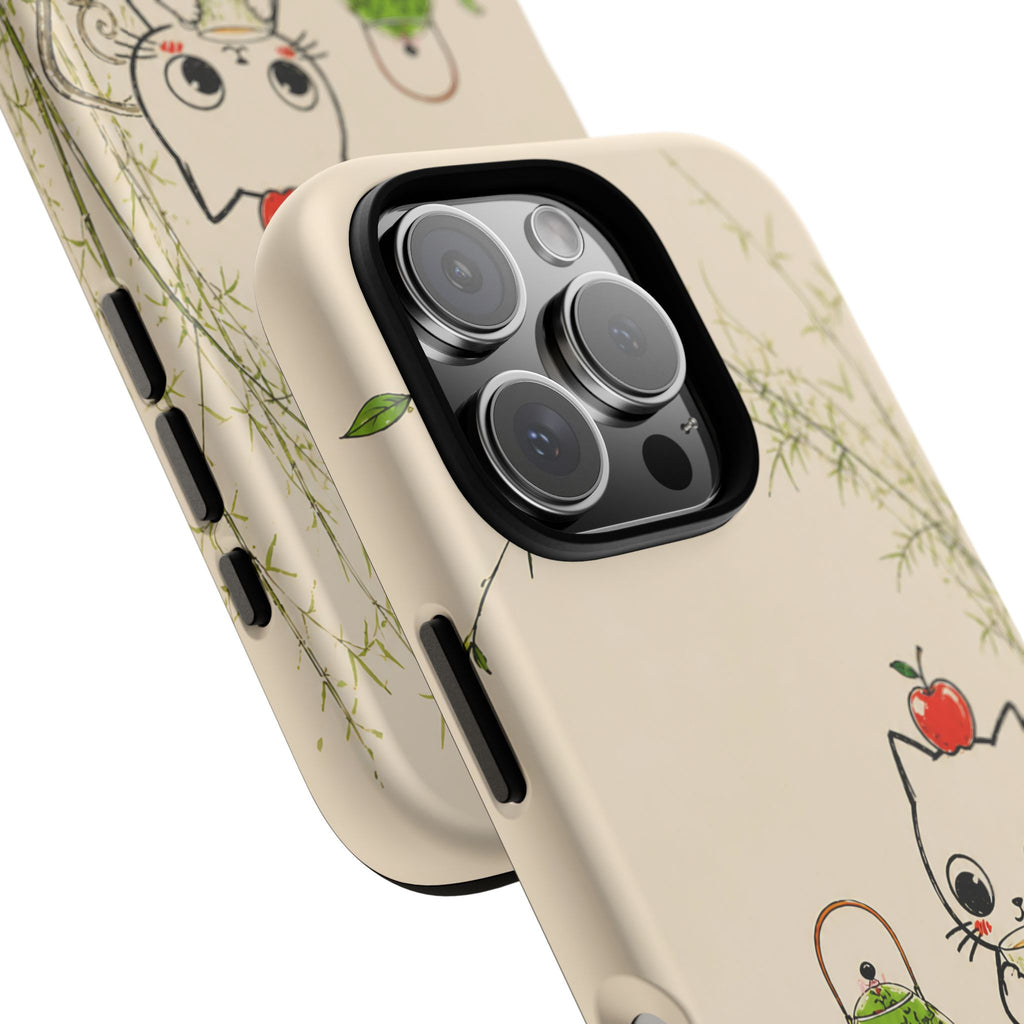 Cute Cat Tea Time iPhone Case | Kawaii Kitten with Apple Design