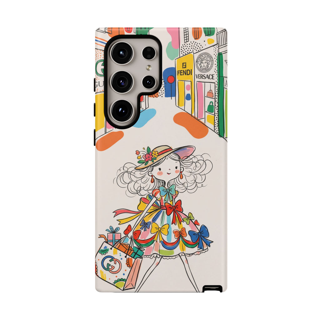 Cute Fashion Girl Samsung Galaxy Phone Case | Colourful Shopping Street Design