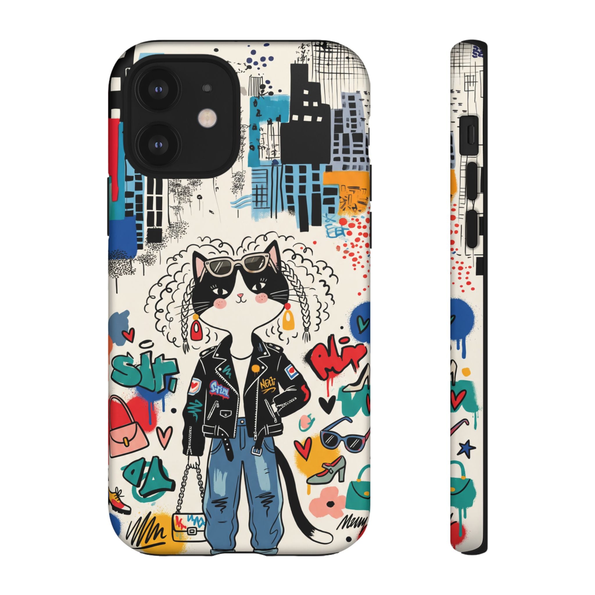 Punk City Cat Graffiti Design iPhone Case