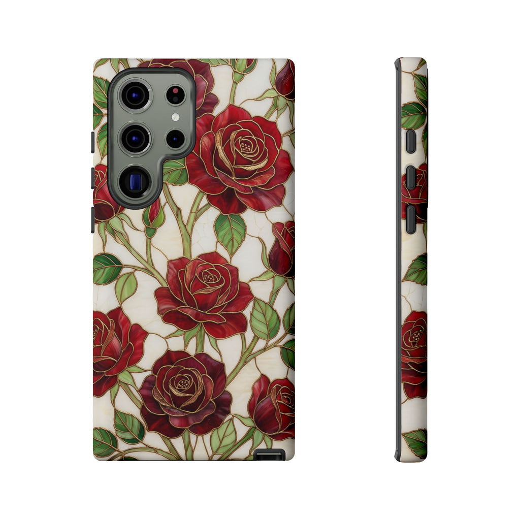 Custodia resistente per Samsung Galaxy con motivo floreale vintage a rosa rossa
