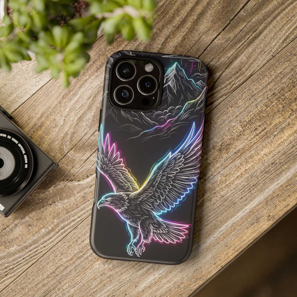 Cover per iPhone Neon Eagle con Design Montagna