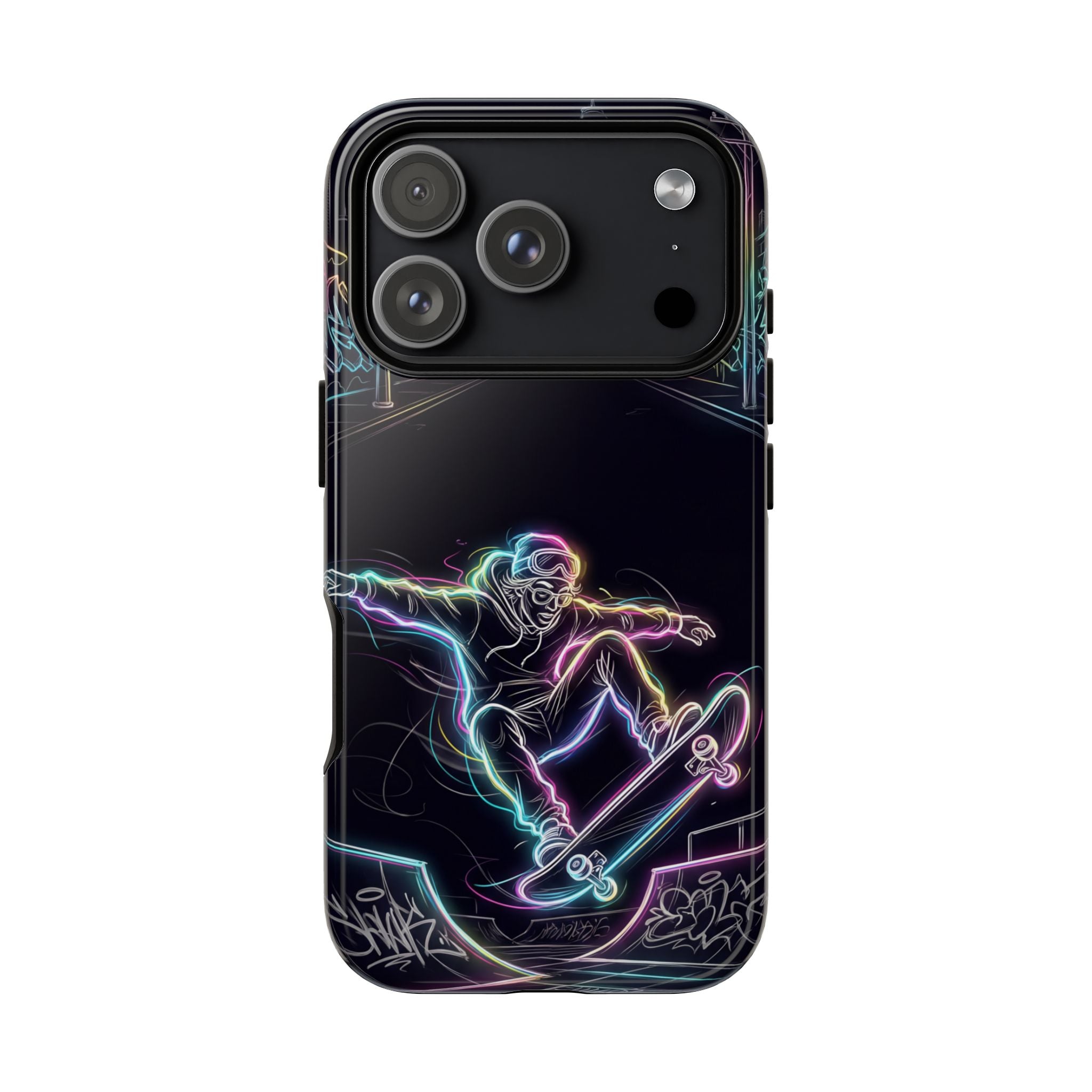 Neon Skateboard iPhone Case | Glow Skatepark Protective Cover