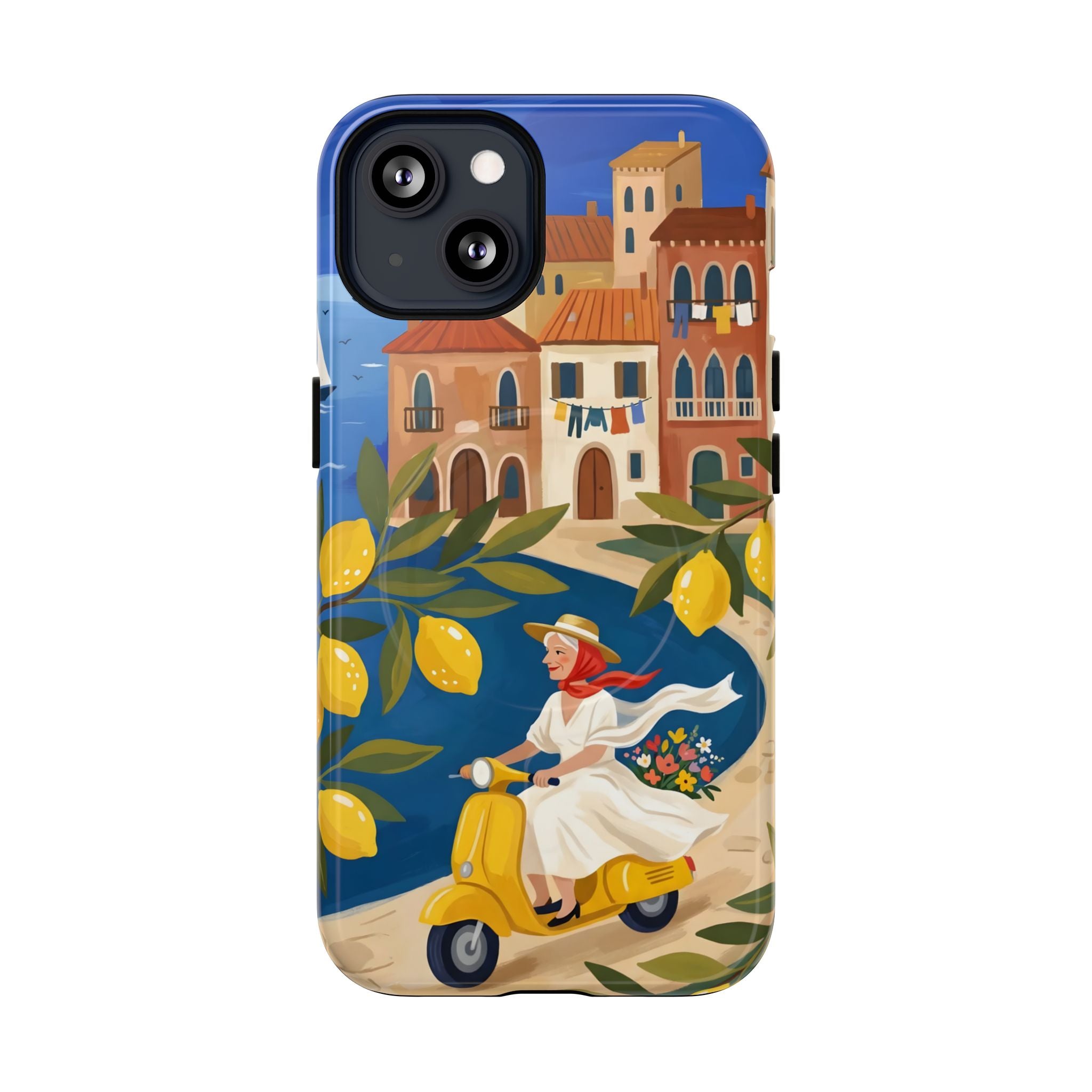 Lemon Coast Scooter MagSafe iPhone Case | Mediterranean Vespa Travel Design