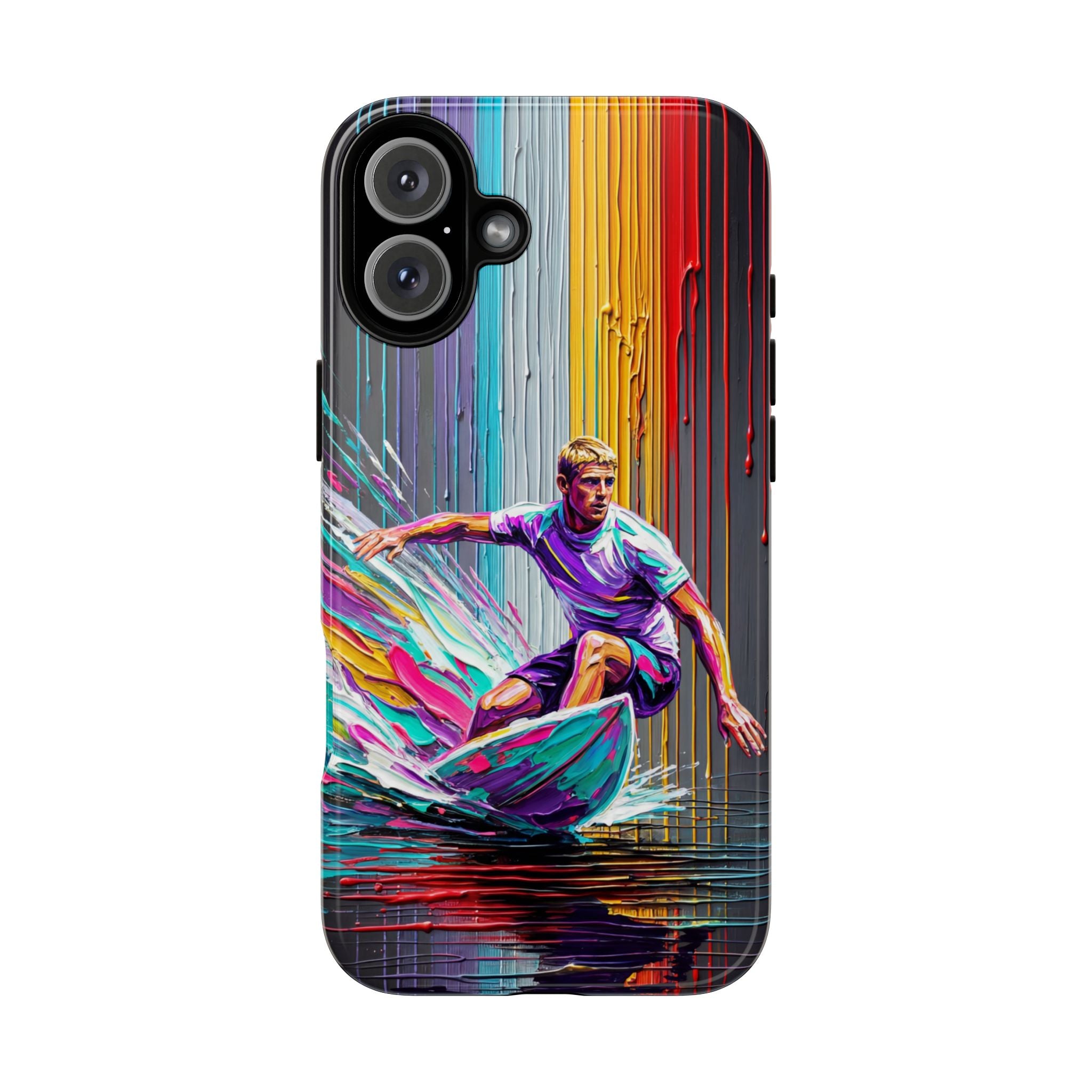 Surfing Art iPhone Case | Colourful Wave Surfer Protective Cover