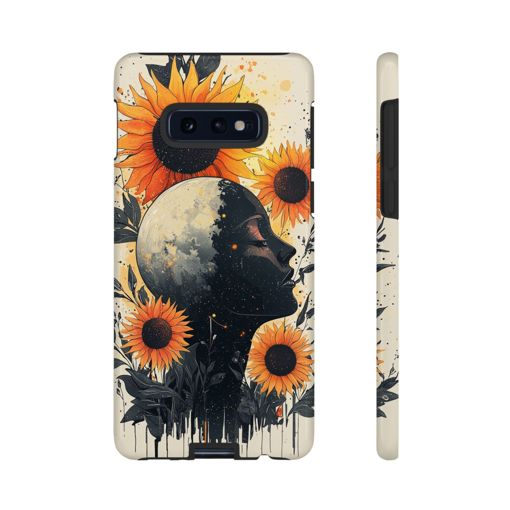 Sunflower Moon Art Samsung Galaxy Case | Floral Celestial