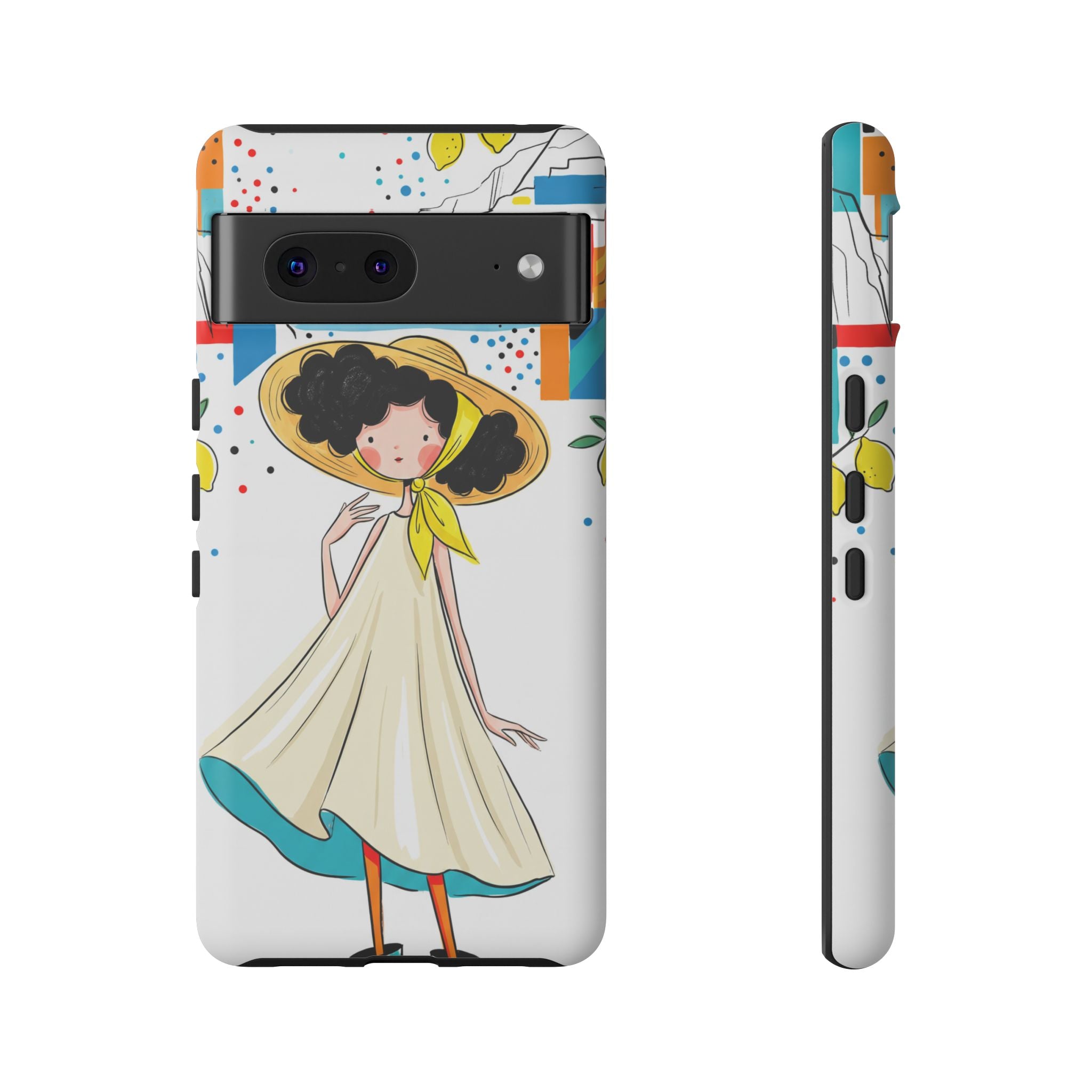 Cute Summer Girl Google Pixel Phone Case | Whimsical Coastal Illustration Protective Case