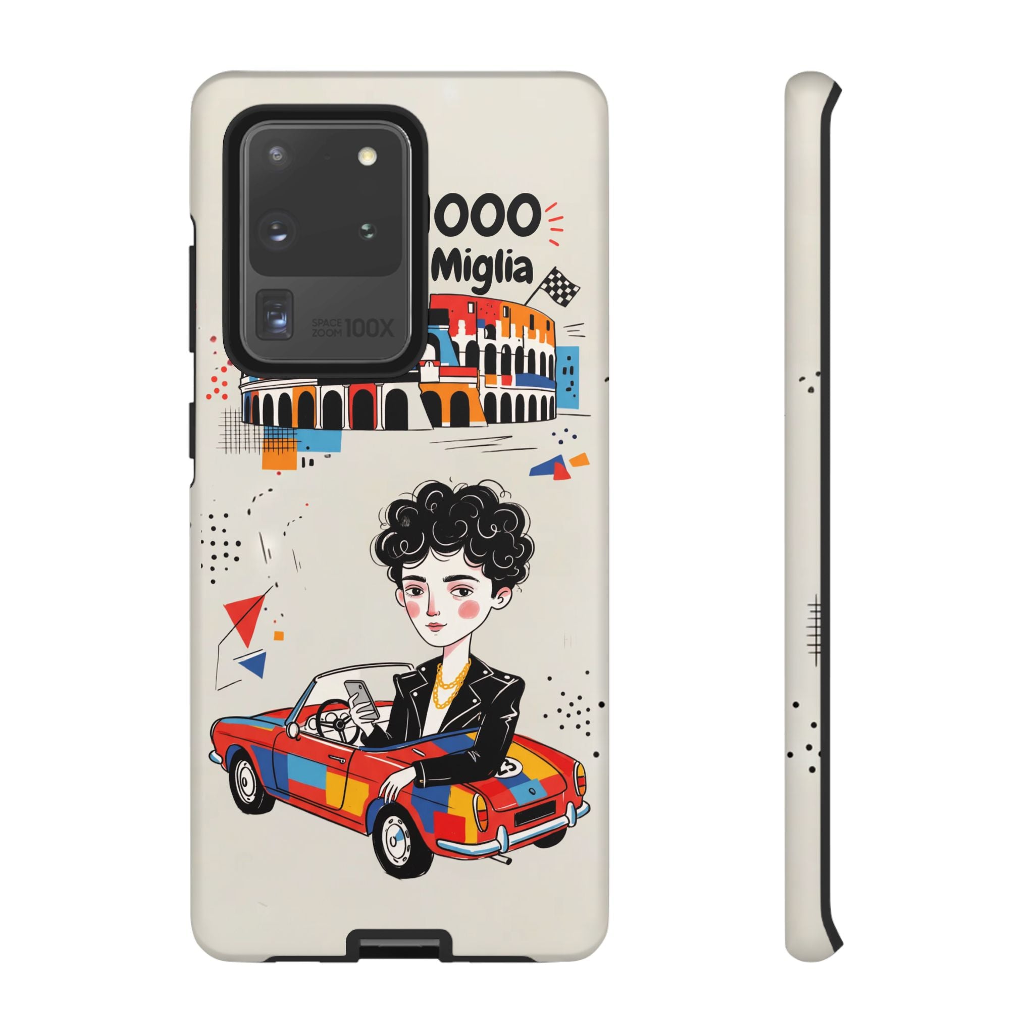 Retro Mille Miglia Car Illustration with Driver Samsung Galaxy Phone Case