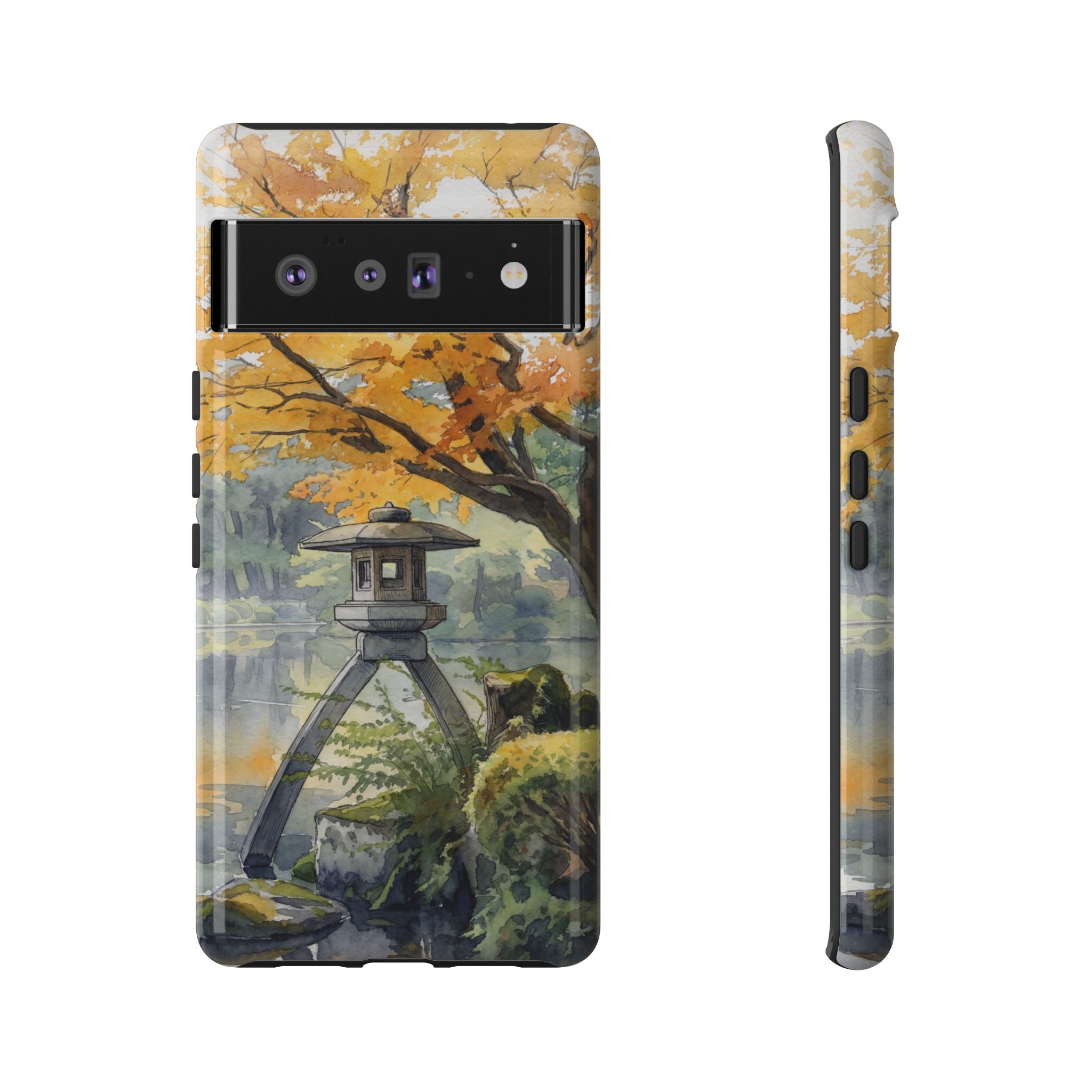 Autumn Japanese Garden Google Pixel Phone Case | Scenic Lantern Fall