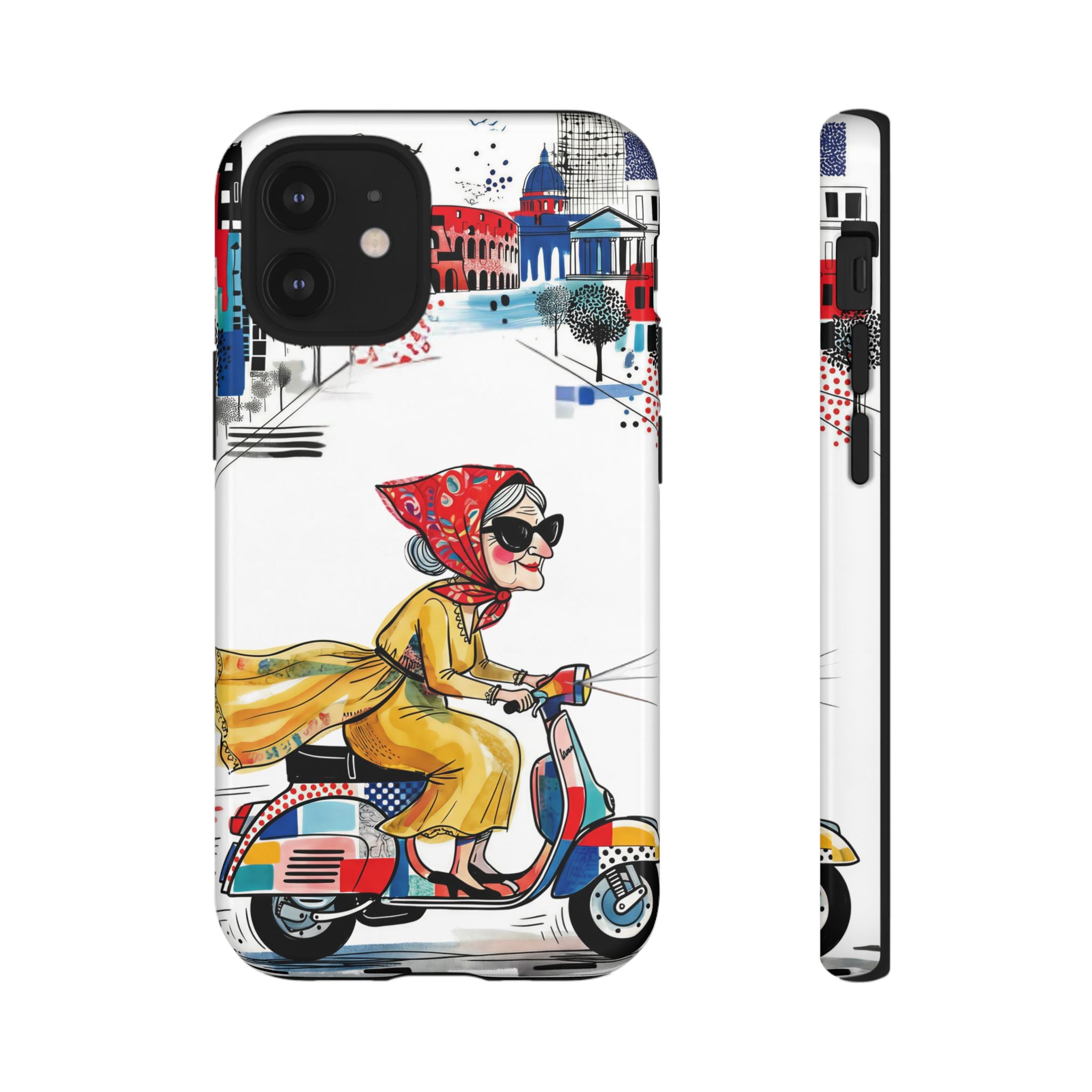 Vintage Vespa Granny iPhone Case | Retro Scooter Travel iPhone Cover
