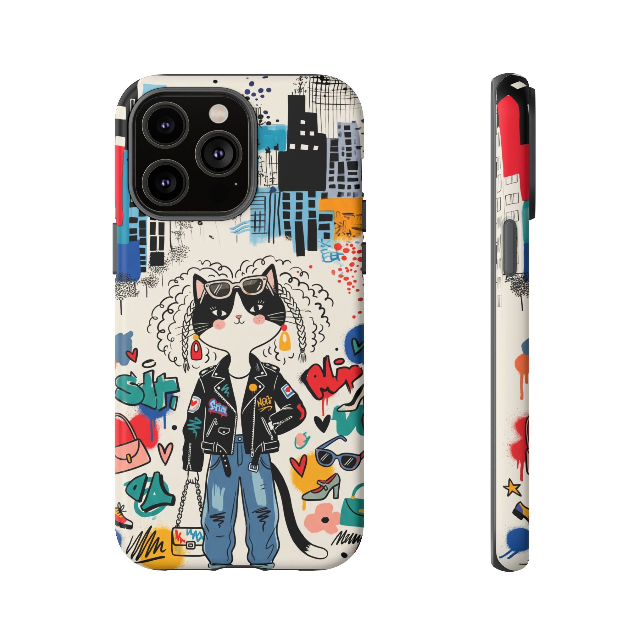 Punk City Cat Graffiti Design iPhone Case