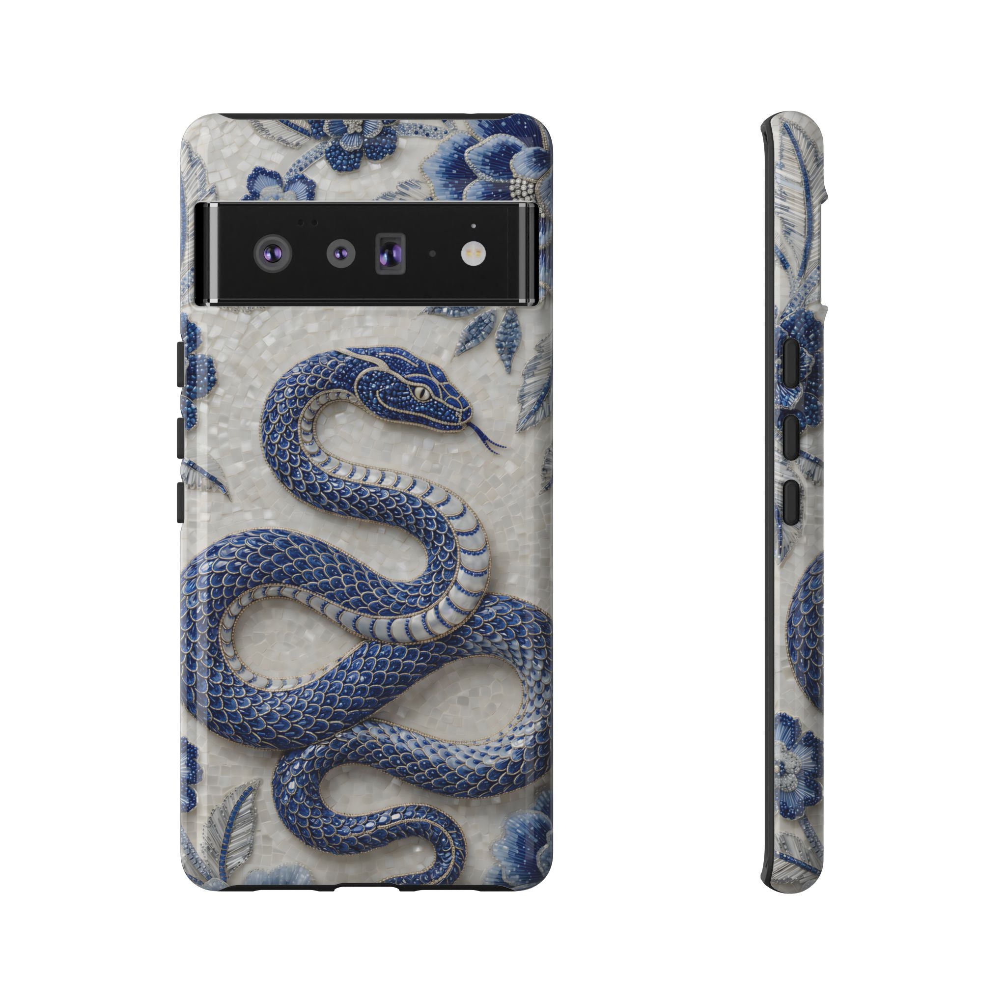Asian Zodiac Snake Google Pixel Phone Case | Blue & White Porcelain Slim Shockproof Case | Year of the Snake