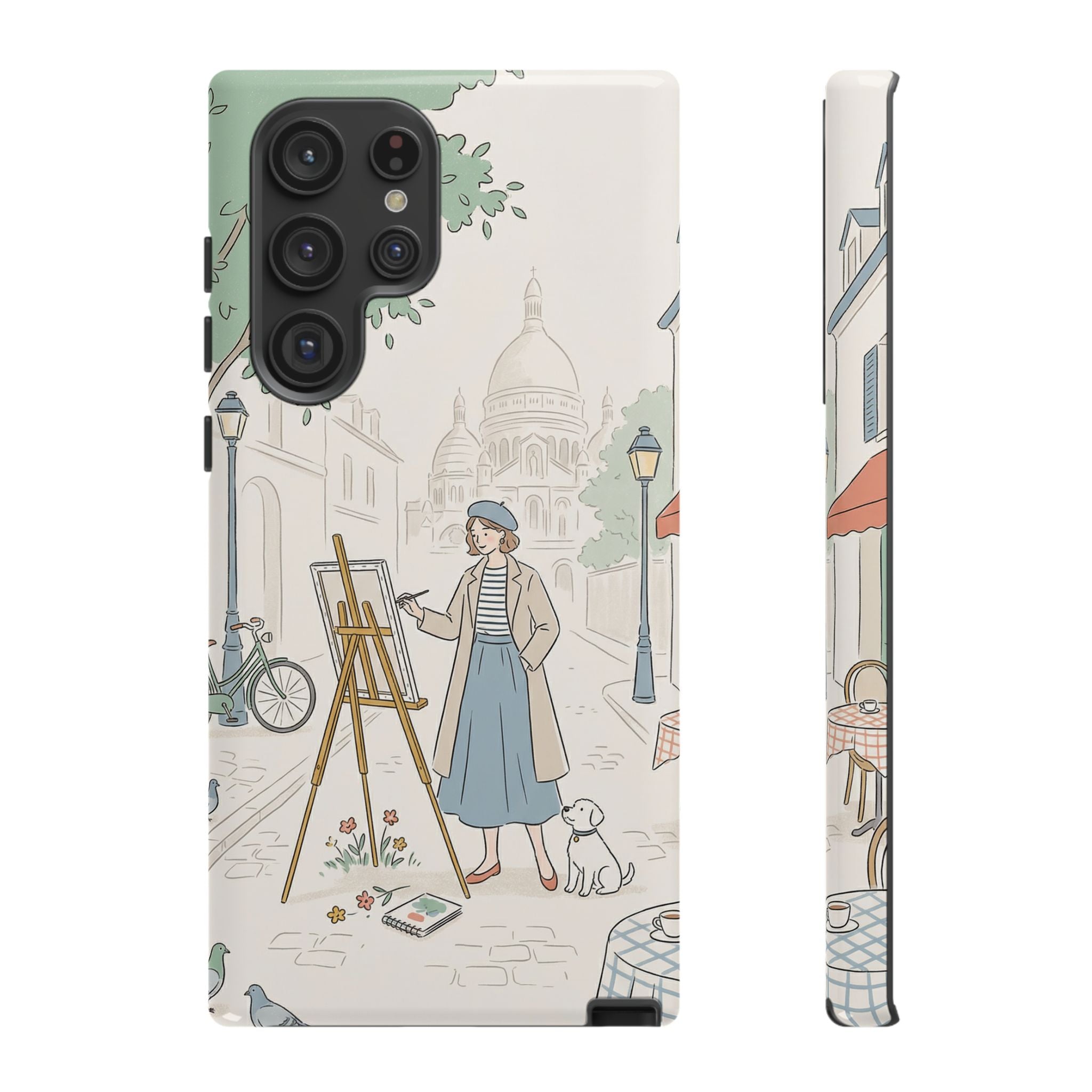 Artist in Paris Samsung Galaxy Phone Case | Vintage Painter Street Scene Protective Cover
