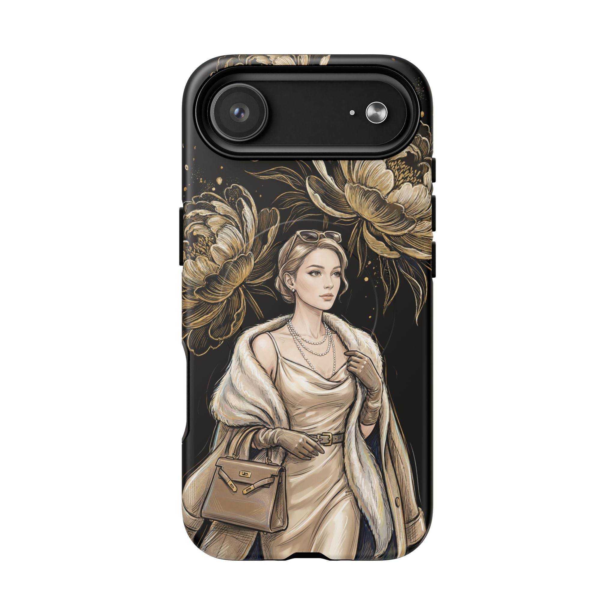 Elegant Vintage Lady Floral MagSafe iPhone Case | Chic Protective Cover for Women