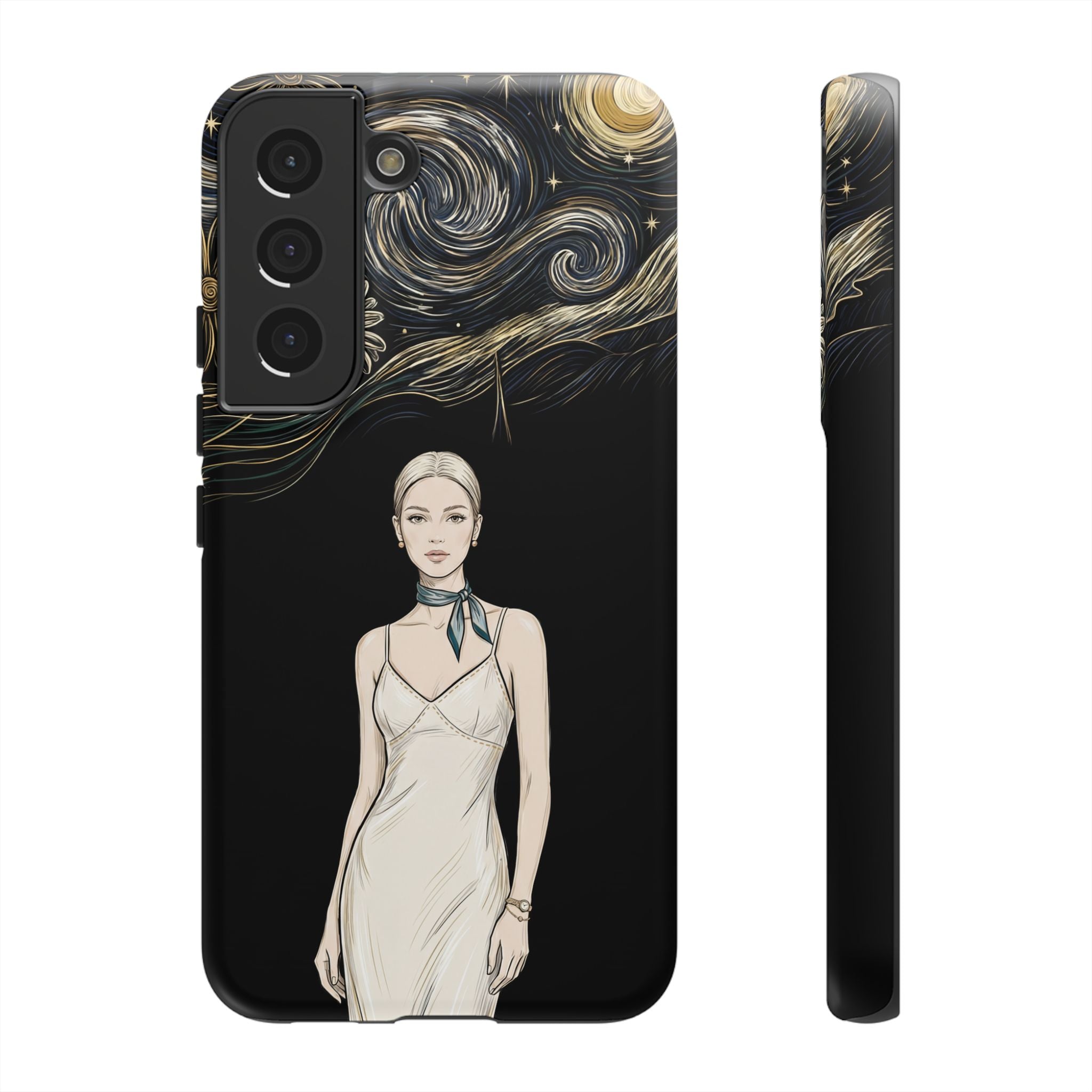 Starry Night Fashion Samsung Galaxy Phone Case | Elegant Woman Illustration