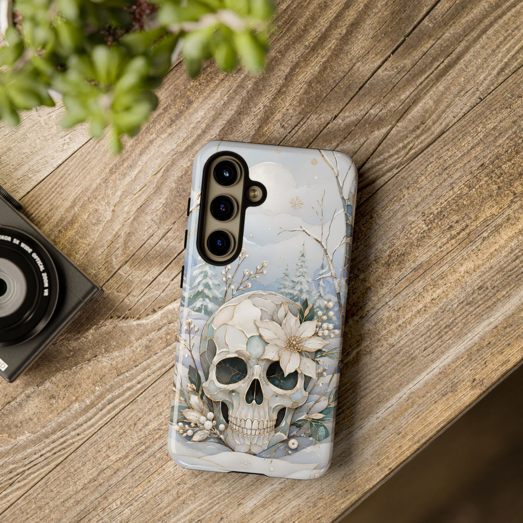 Gothic Skull Samsung Galaxy Phone Case | Winter Floral Phone Case
