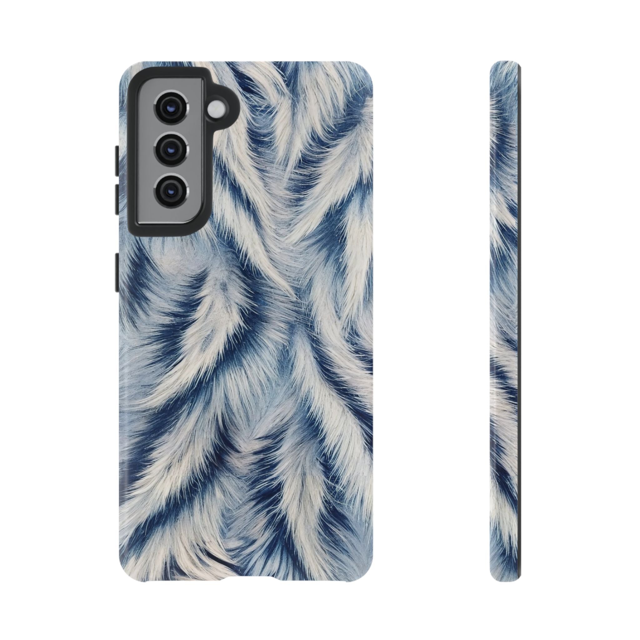 Blue Faux Fur Texture Protective Tough Samsung Galaxy Case