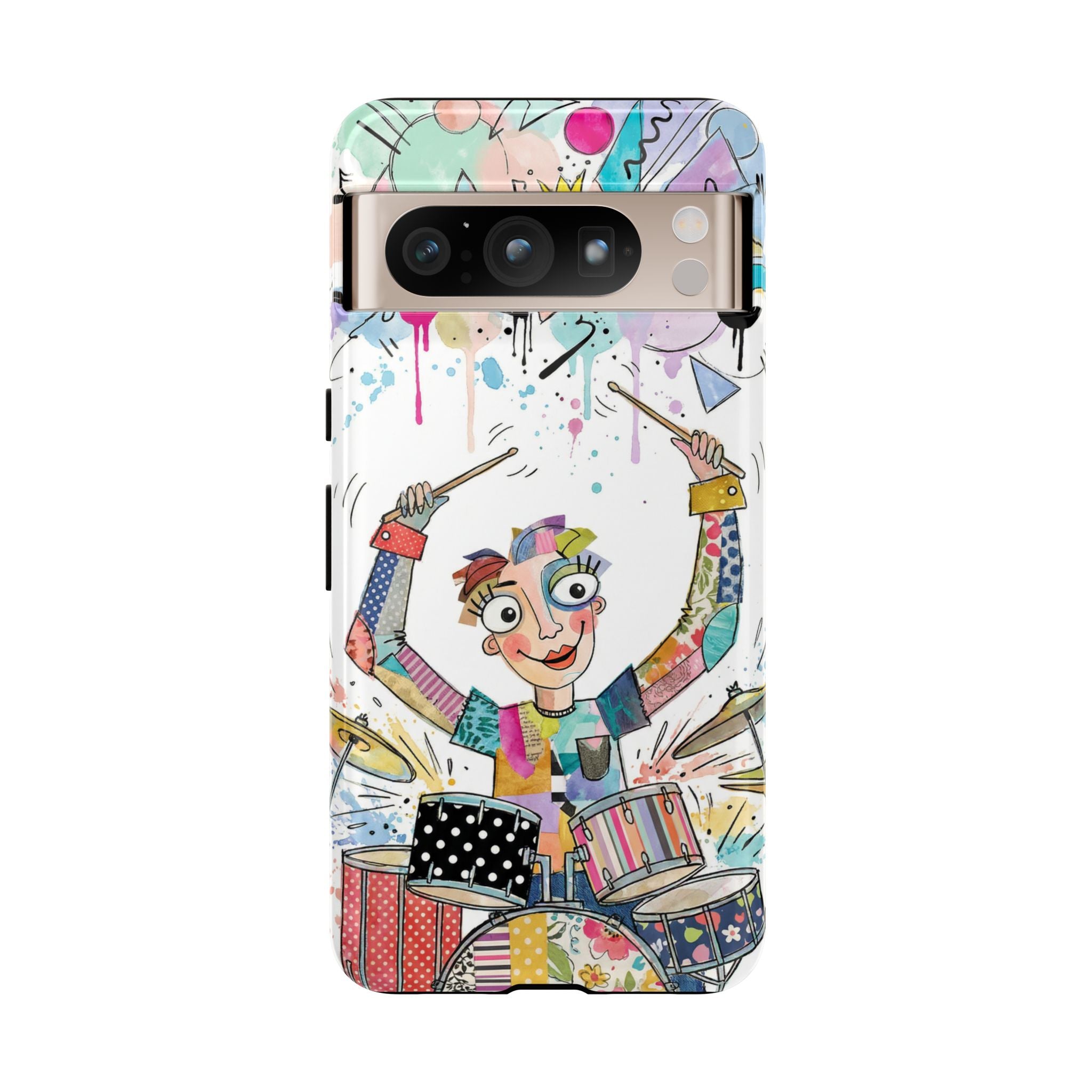 Drummer Boy Google Pixel Phone Case | Colorful Cartoon Drum Kit Protective Cover