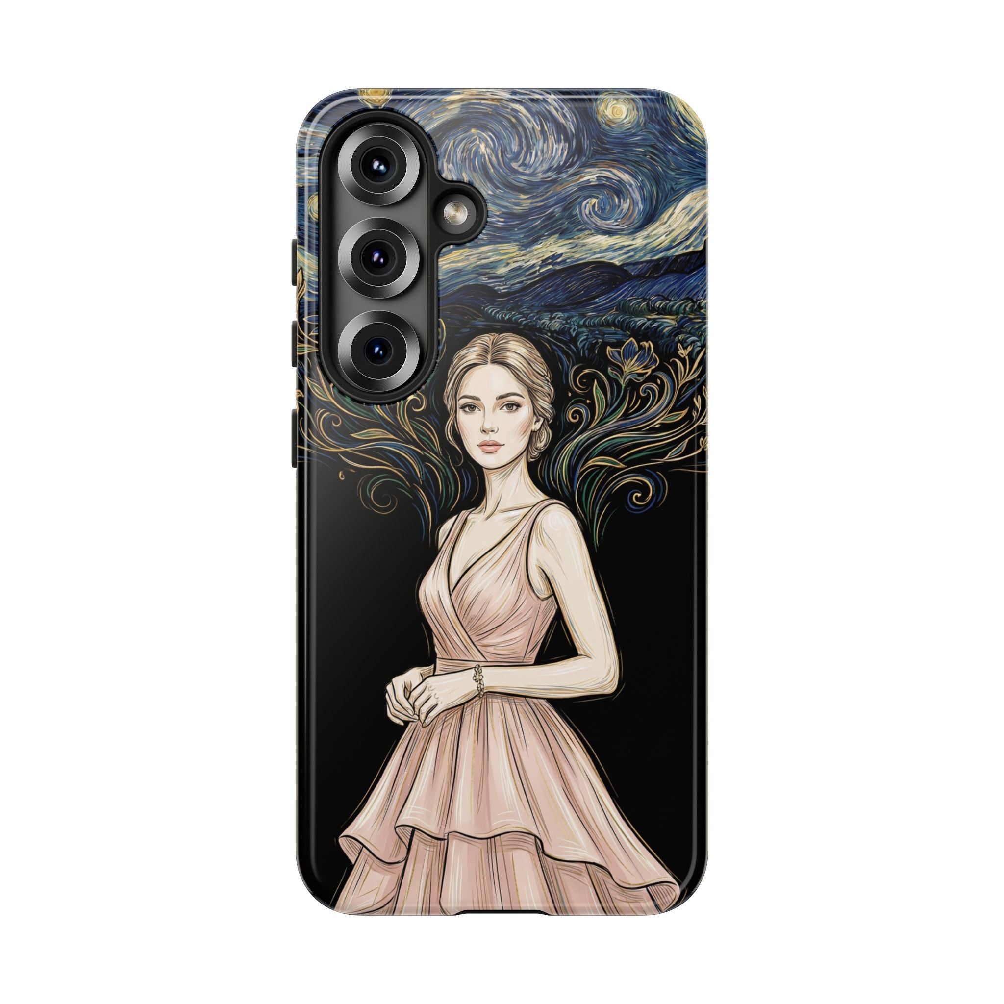 Art Nouveau Starry Night Samsung Galaxy Phone Case | Elegant Woman Illustration Tough Case