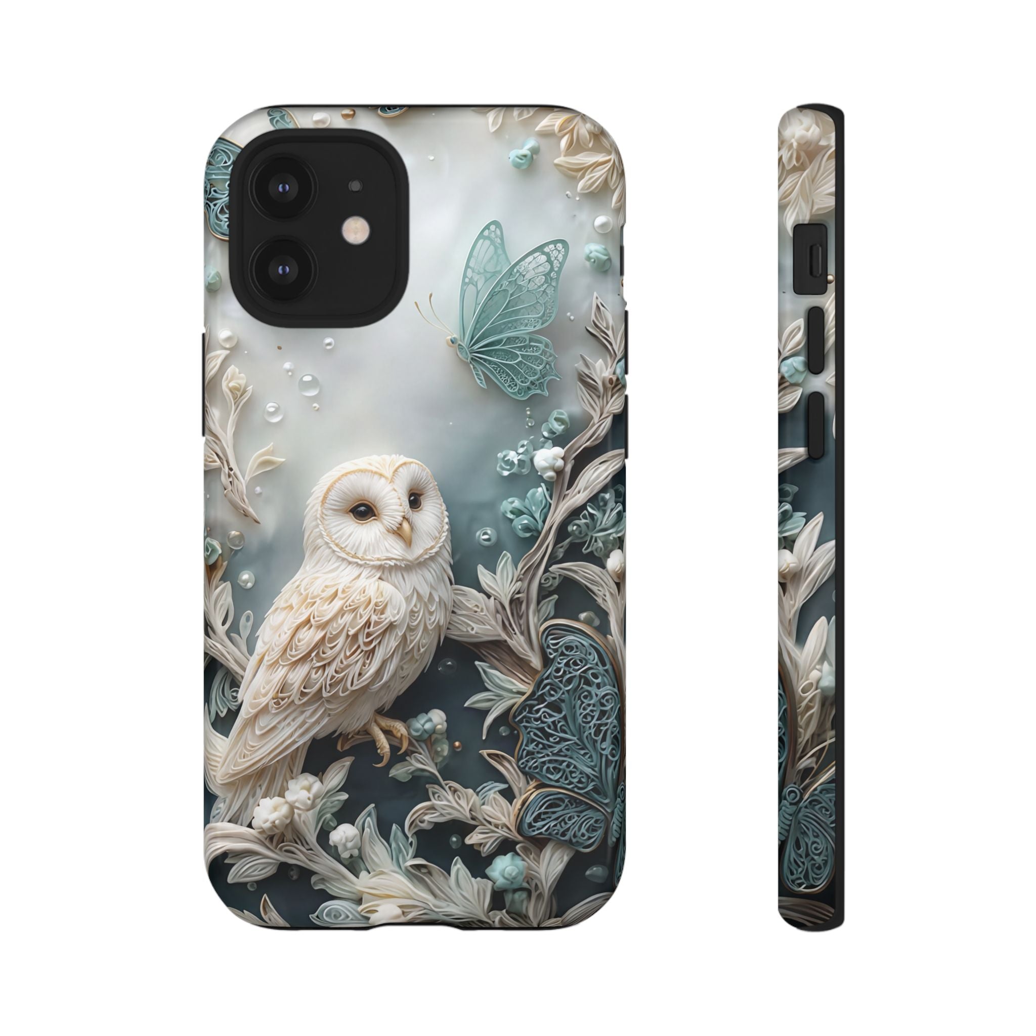 Barn Owl & Butterflies Tough iPhone Case