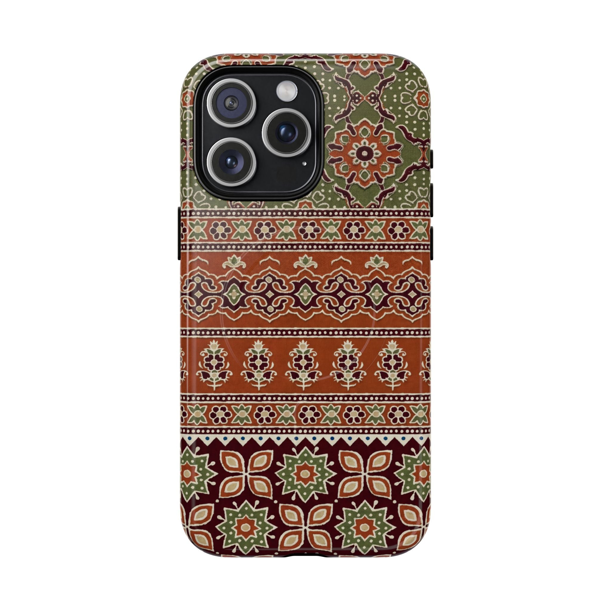 Batik Floral Protective Tough MagSafe iPhone Case