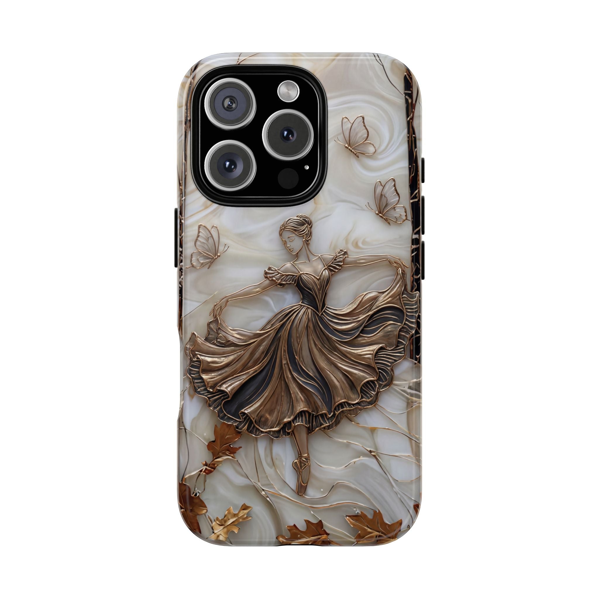 Elegant Bronze Ballerina Dance Design iPhone Case