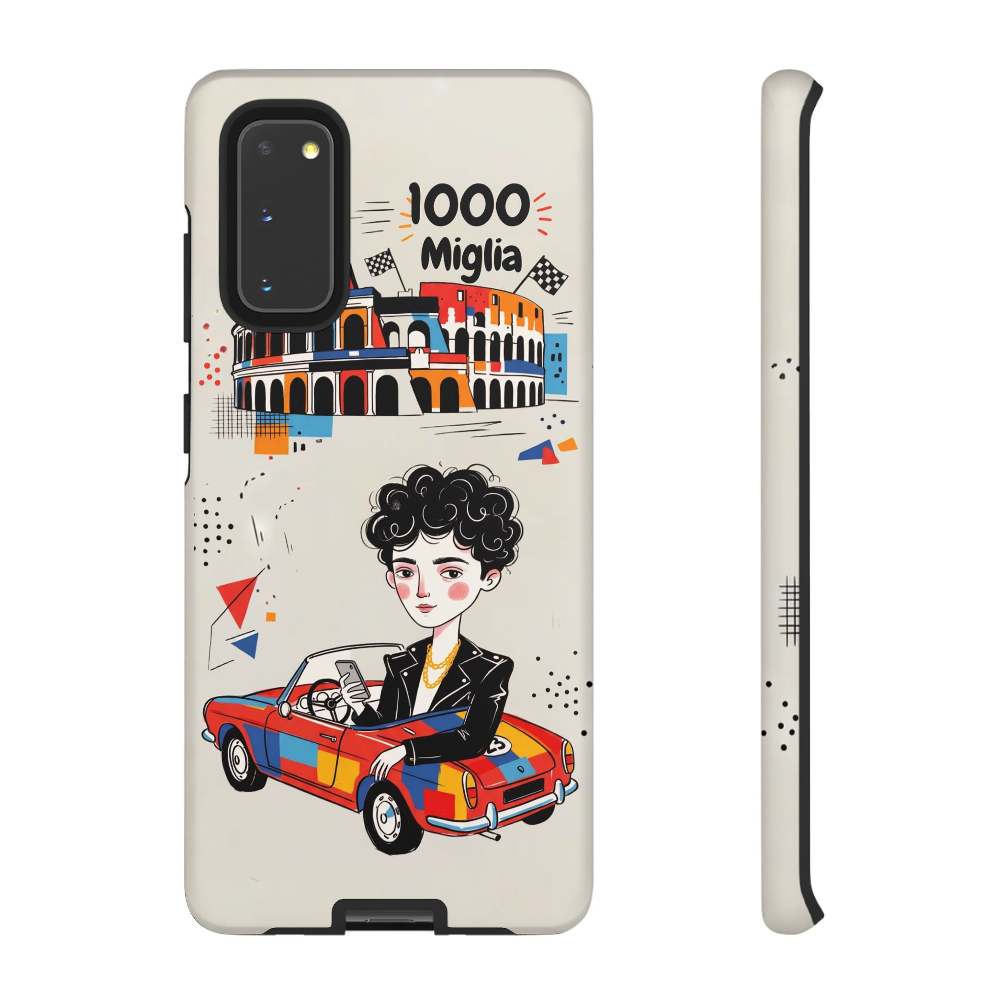 Retro Mille Miglia Car Illustration with Driver Samsung Galaxy Phone Case