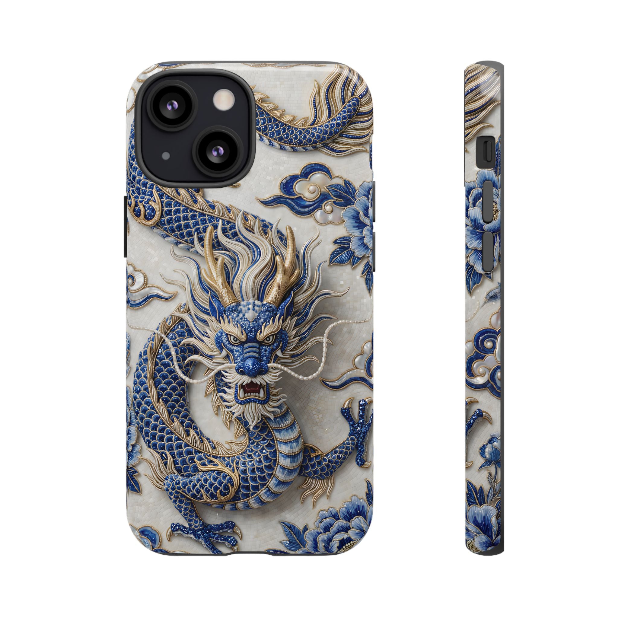 Asian Zodiac Dragon iPhone Case | Blue & White Porcelain Luxury Protective Case | Year of the Dragon Gift