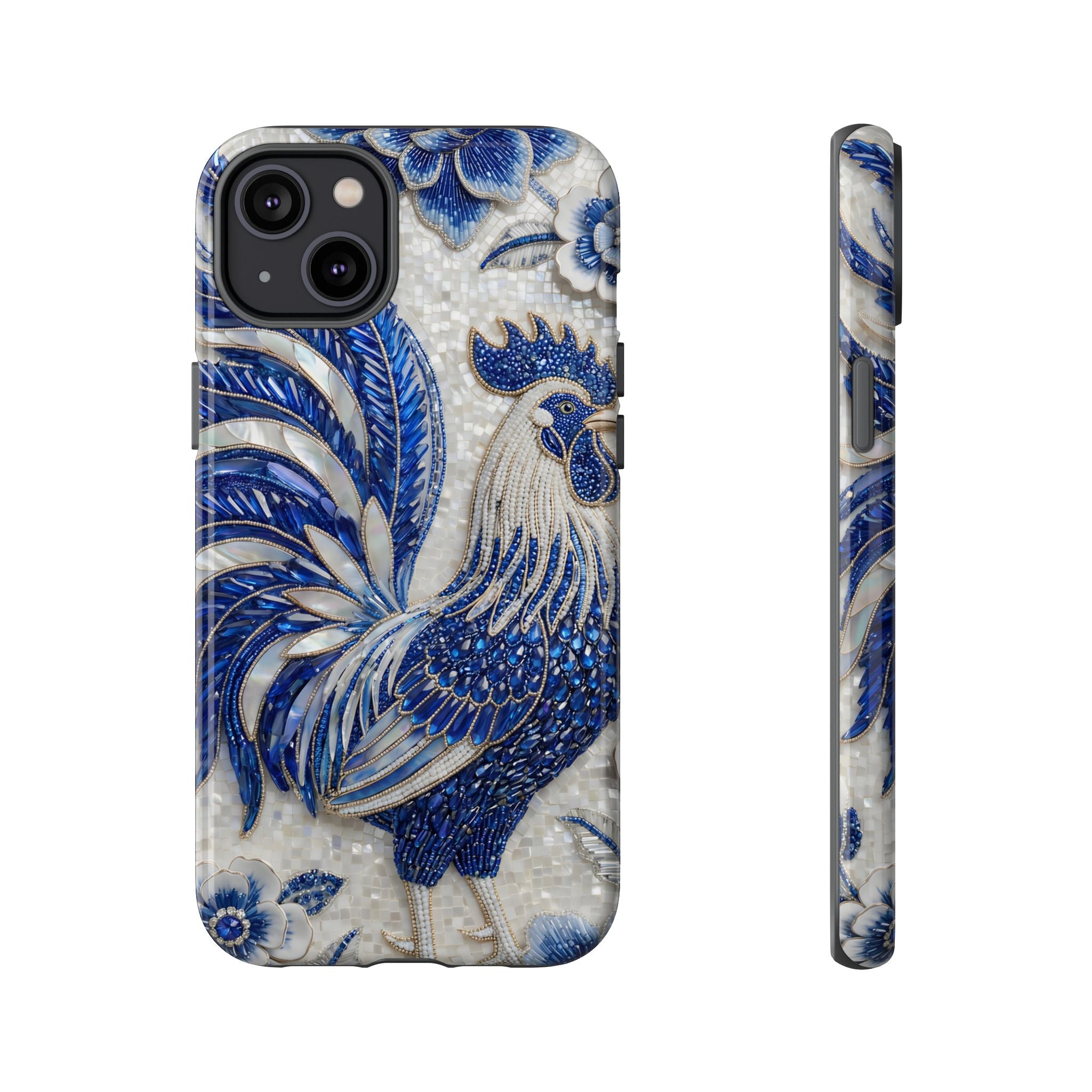 Asian Zodiac Rooster iPhone Case | Blue & White Porcelain Slim Shockproof Case | Year of the Rooster Gift