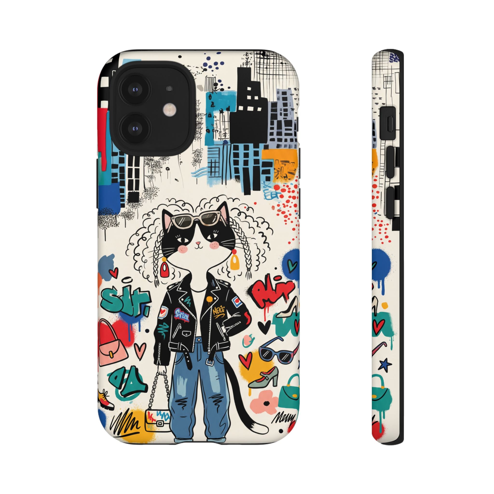 Punk City Cat Graffiti Design iPhone Case