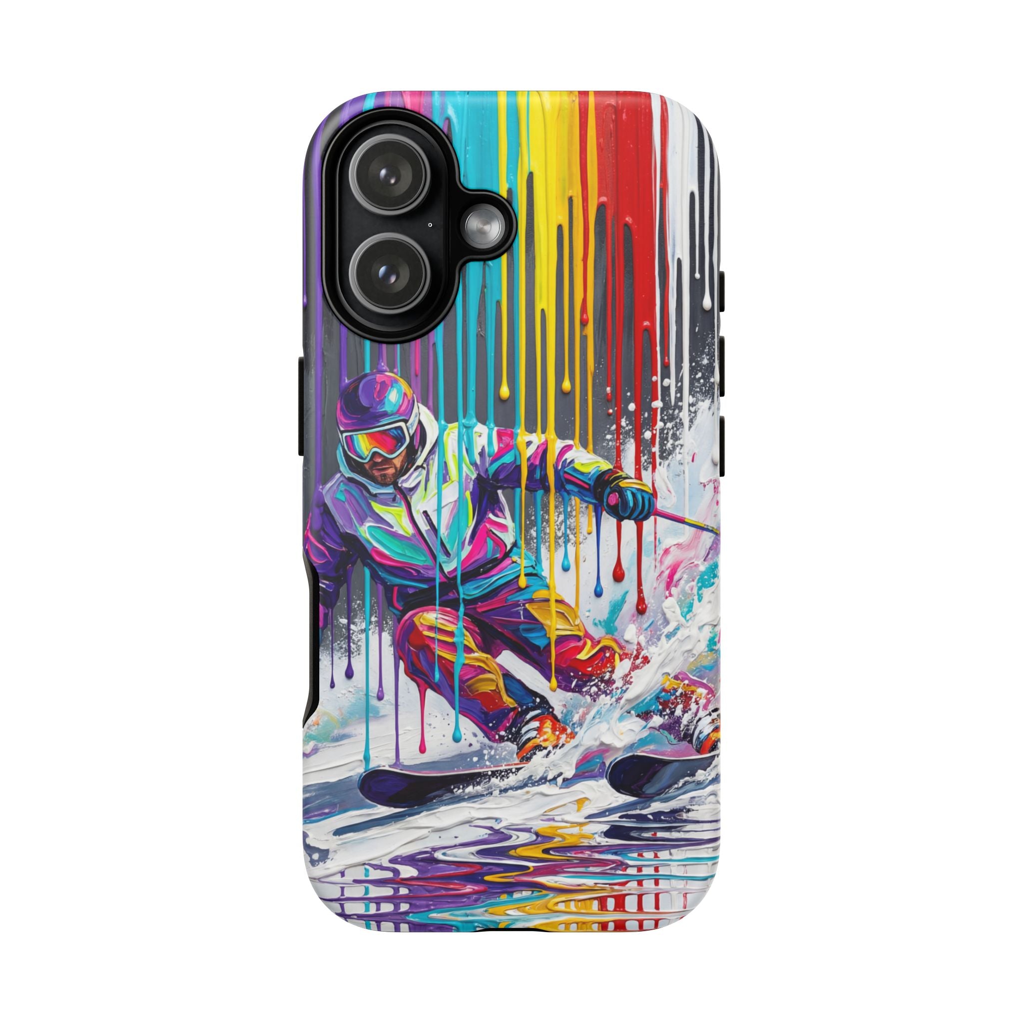 Colourful Skiing Drip Art Tough iPhone Case