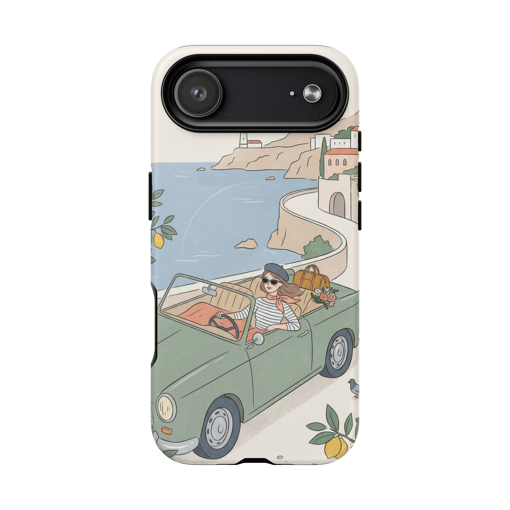 Retro Coastal Road Trip Design MagSafe iPhone Case