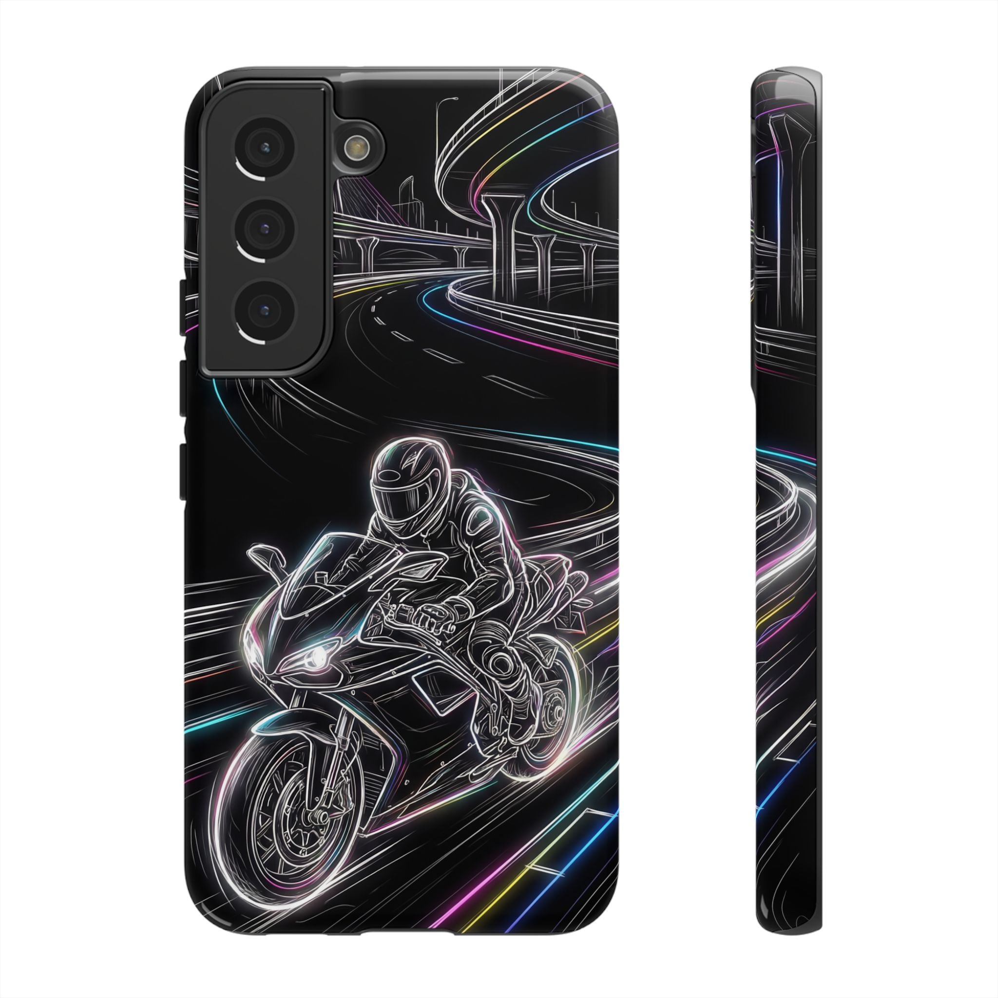 Neon Night Rider Samsung Galaxy Phone Case | Motorcycle Racing Protective Cover