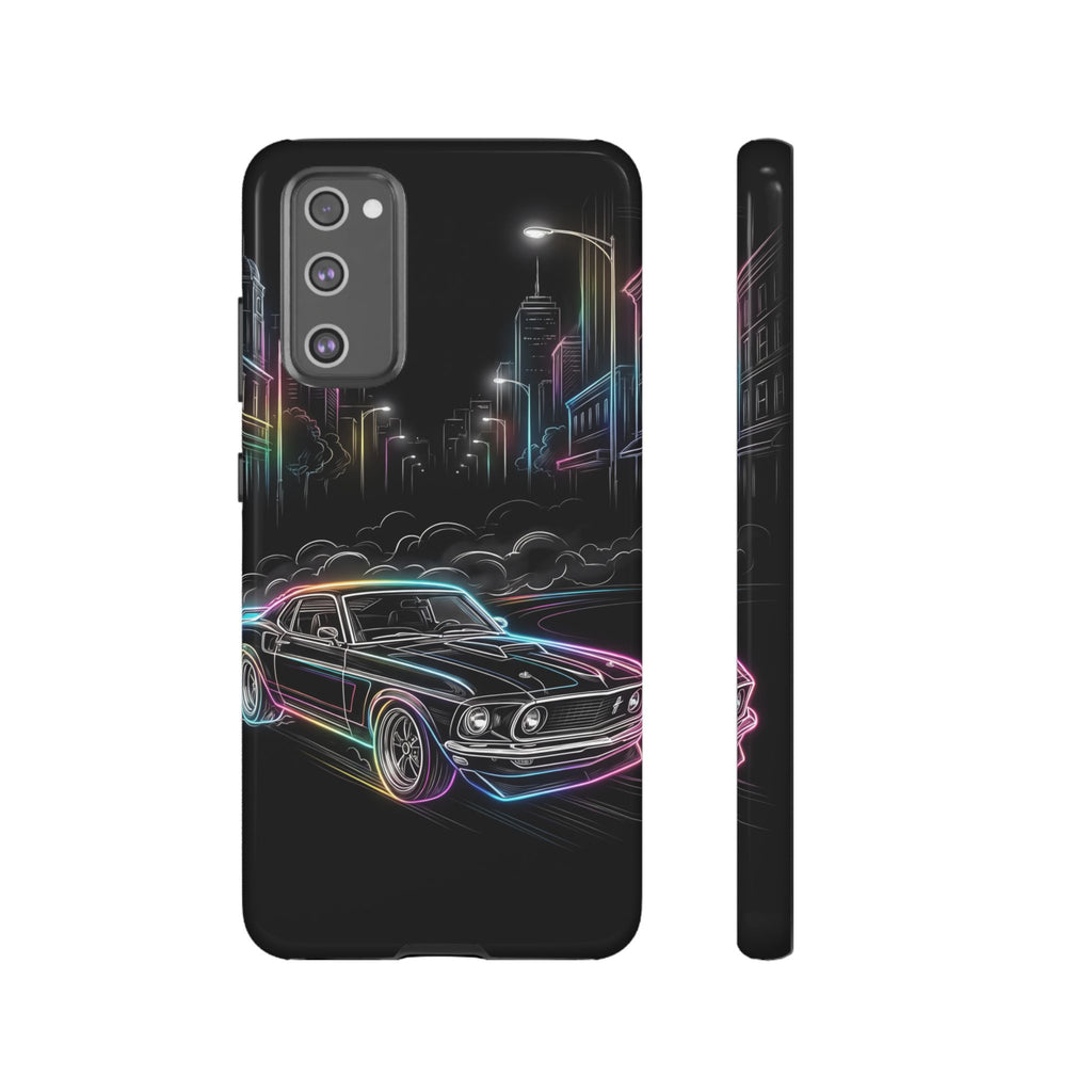 Neon Muscle Car Samsung Galaxy Phone Case | Retro City Nightscape