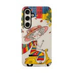 Vintage Scooter Granny Samsung Galaxy Phone Case | Colourful Retro Elderly Lady Design