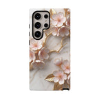 Floral Marble Samsung Galaxy Case — Sakura Gold Cherry Blossom Tough Case